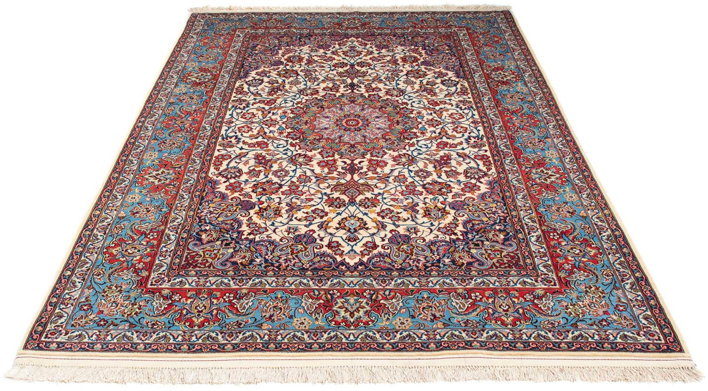 Image of morgenland Orientteppich »Perser - Isfahan - Premium - 233 x 152 cm - beige«, rechteckig, 6 mm Höhe, Wohnzimmer, Handgeknüpft, Einzelstück mit Zertifikat bei Ackermann Versand Schweiz