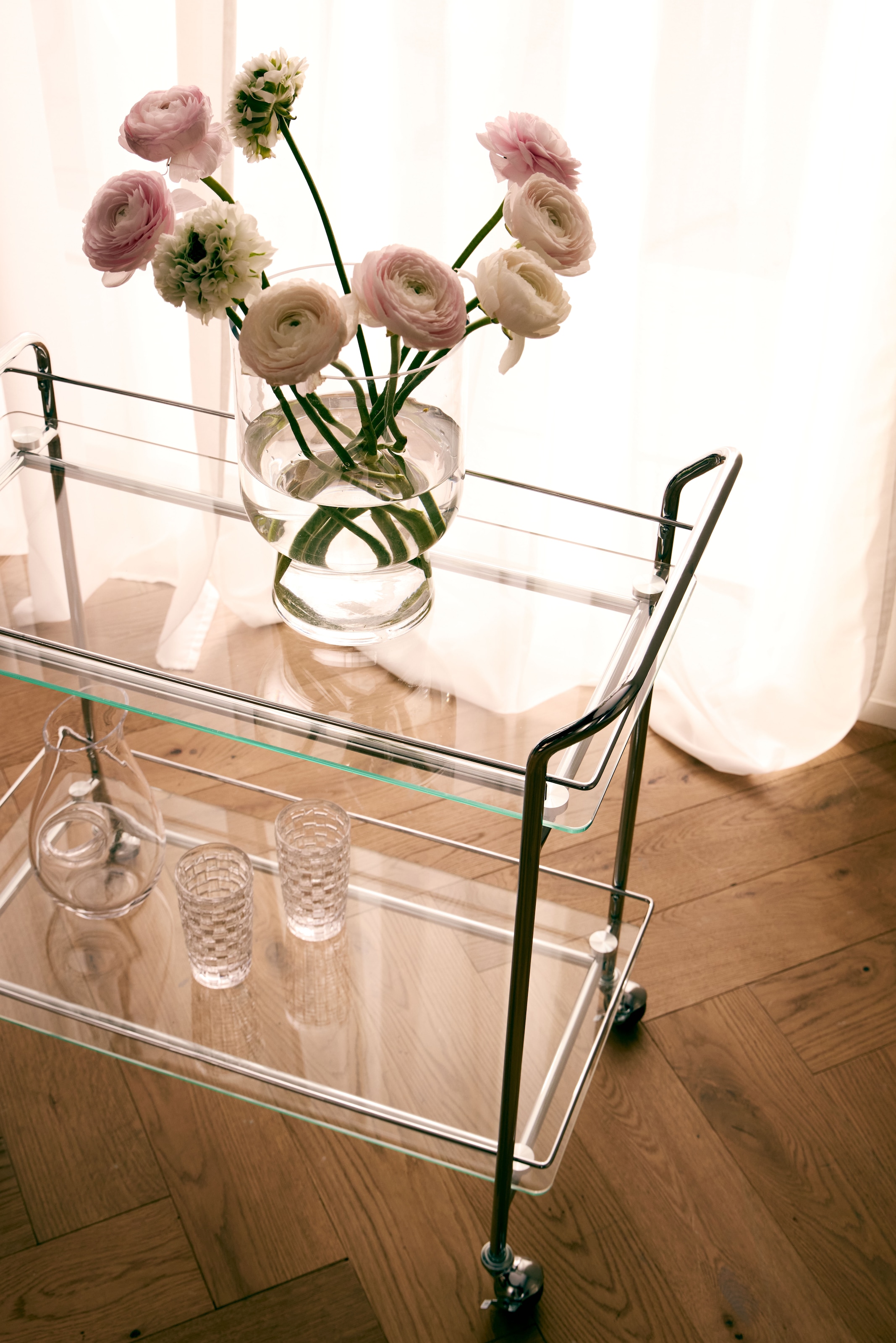 LeGer Home by Lena Gercke Chariot à roulettes »Alimore« mit Glasablagen und Rollen, Modernes Design, Breite 75 cm, Höhe 80 cm