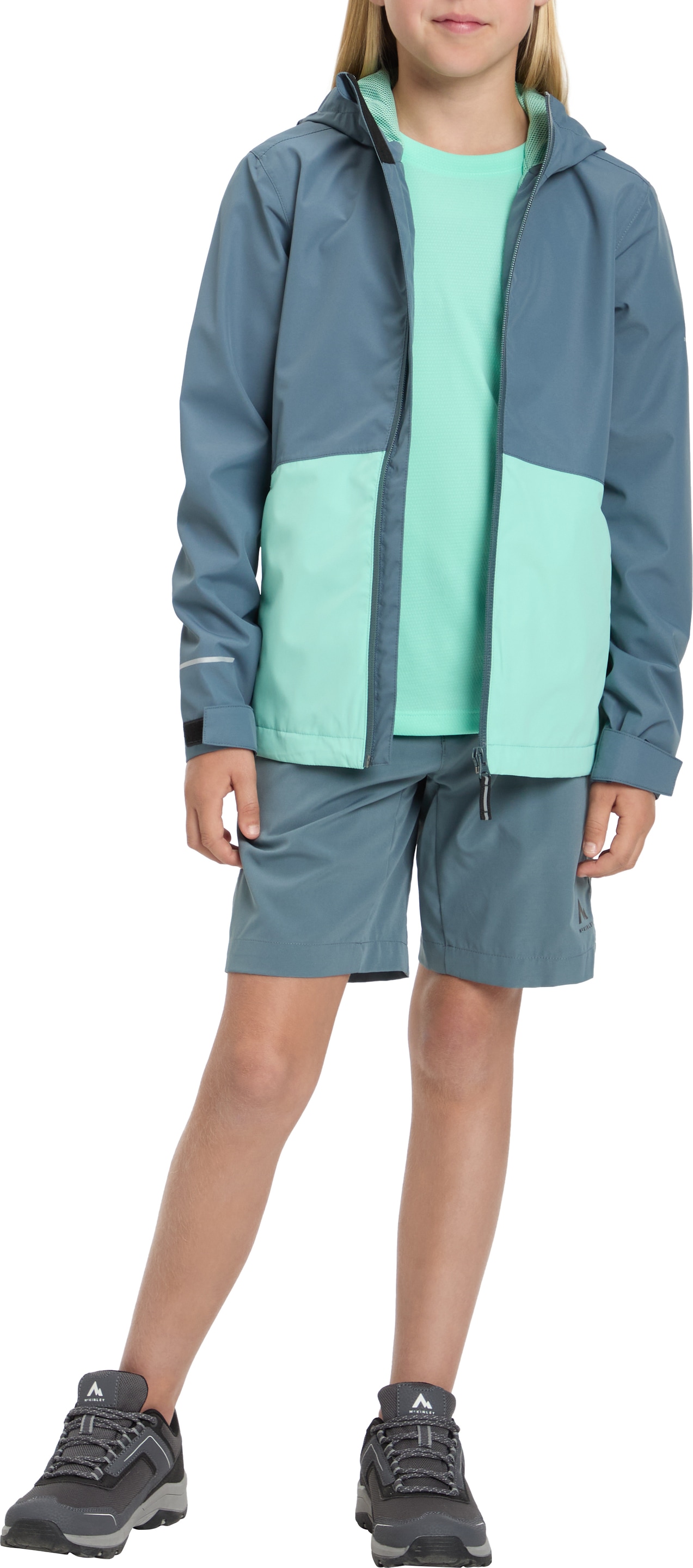 McKINLEY Veste d'extérieur »MÄ.-FUNKTIONS-JACKE ALLALIN LT G« avec capuche insertion contrastée style colorblocking, patte réglable au bras