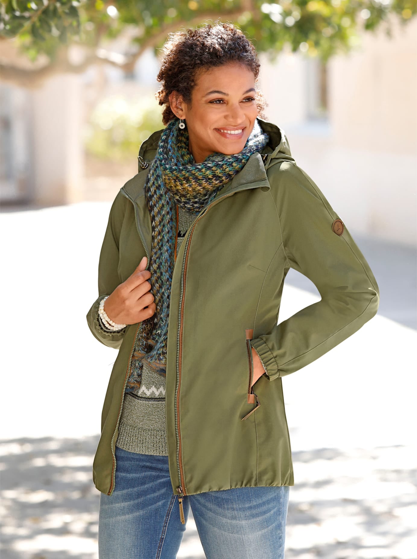 Casual Looks Langjacke mit Kapuze