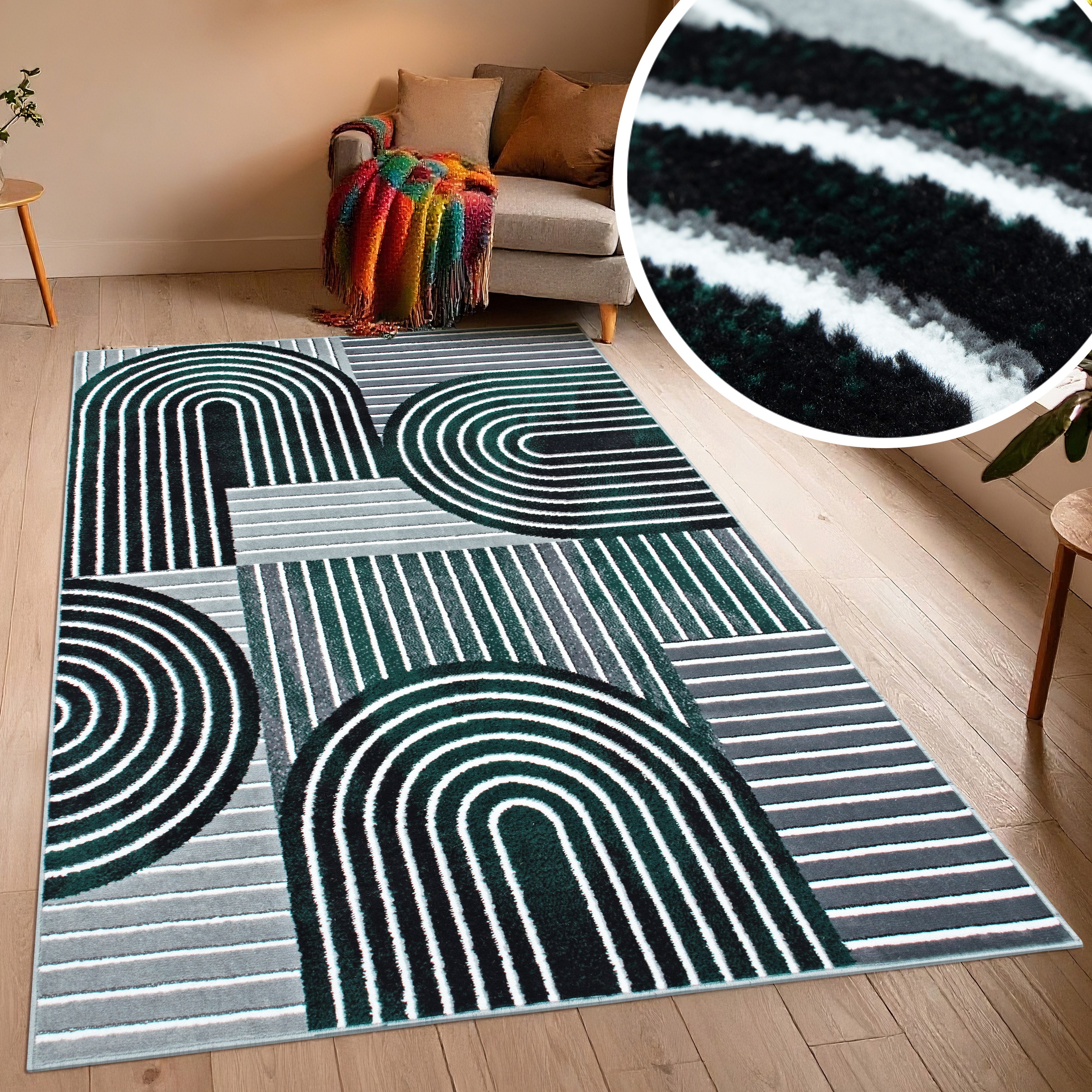 Image of GOODproduct Teppich "Lysandra" rechteckig 8 mm Höhe 3D-Effekt, softer Kurzflor, pflegeleicht, leichter Glanz, Scandi-Look