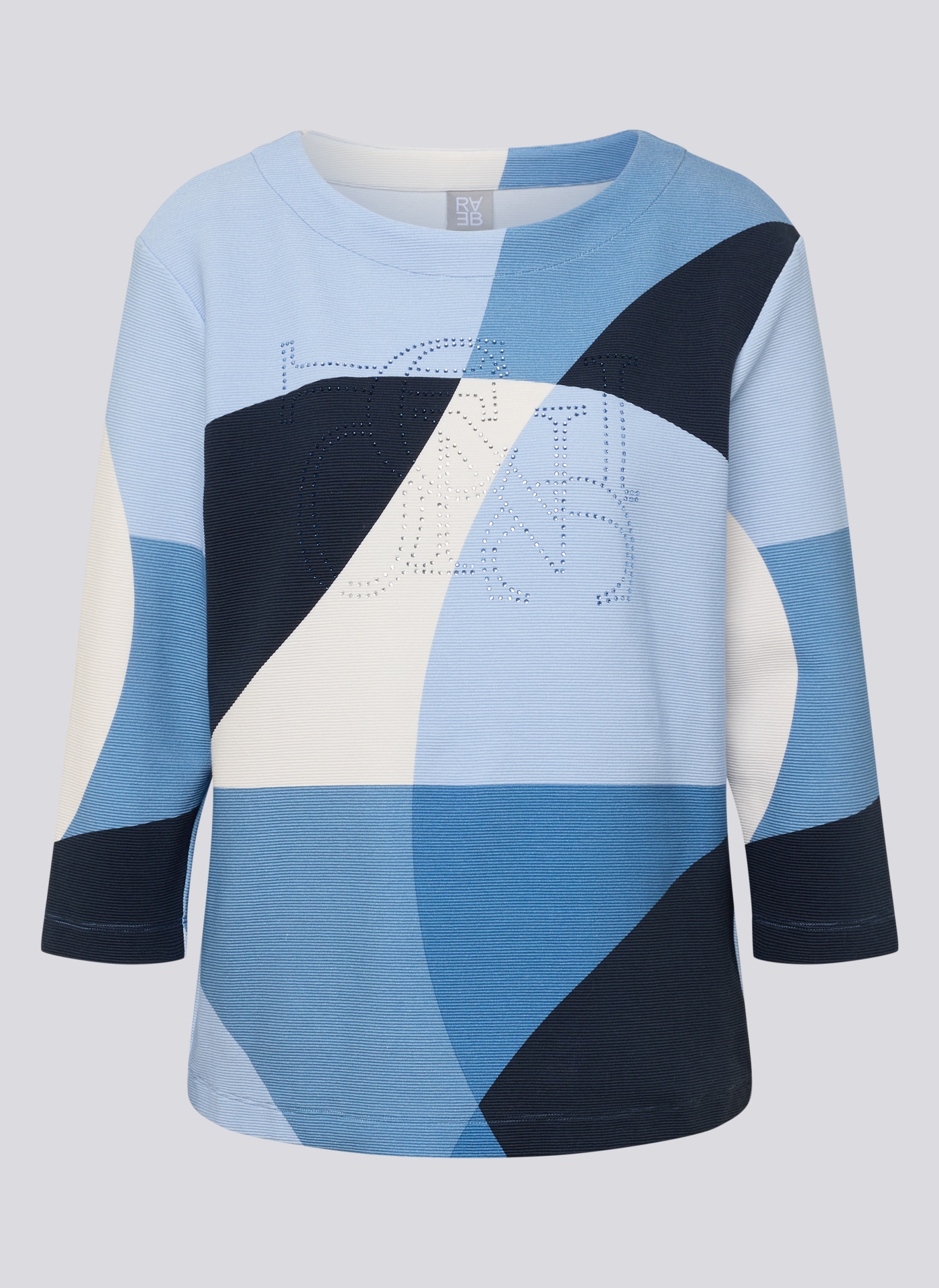 Rabe 3/4-Arm-Shirt, Sommershirt mit All-Over Print und Gflitzersteinen