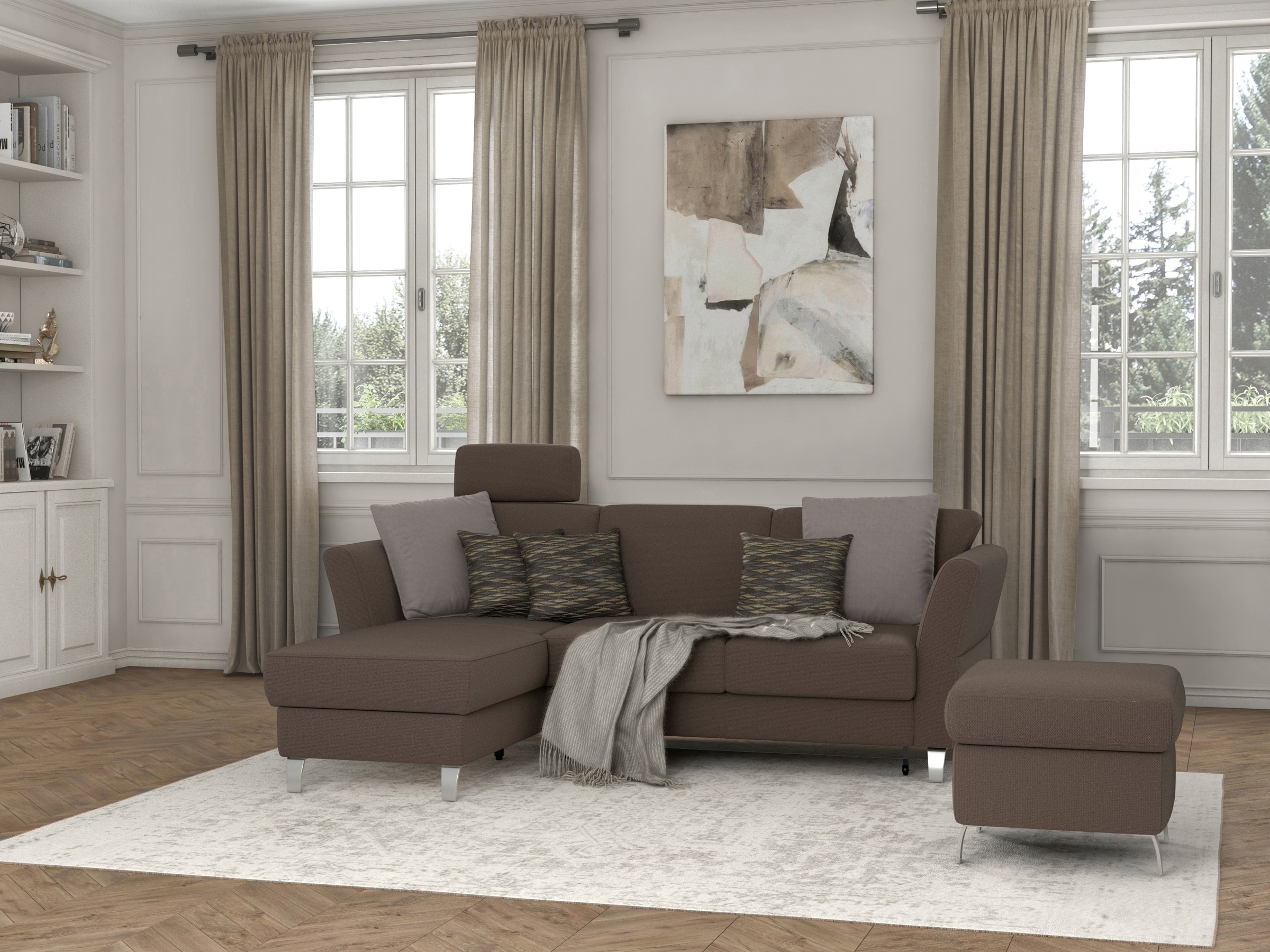 sit&more Ecksofa »Visby L-Form«, wahlweise mit Bettfunktion und Bettkasten, frei im Raum stellbar