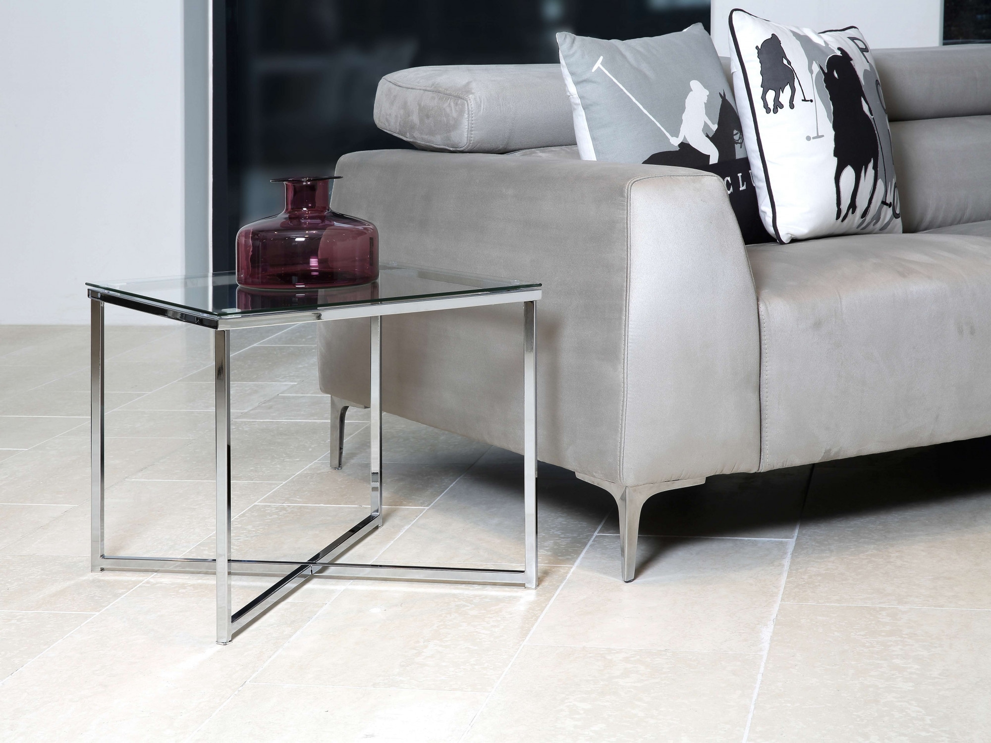 ACTONA GROUP Couchtisch »Cross« Beistelltisch, gehärtetem Klarglas, Stahlgestell, B: 50 cm