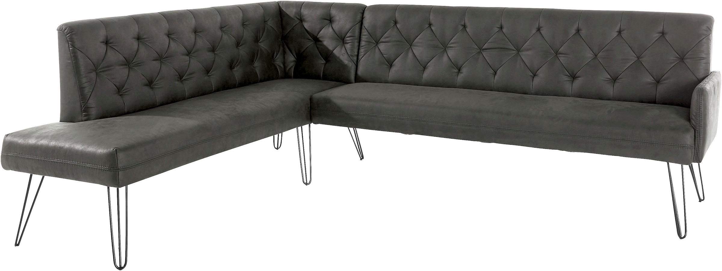 exxpo - sofa fashion Eckbank »Doppio, Chesterfield Optik, komfortabel und bequem, hohe Designfüsse«, Frei im Raum stellbar