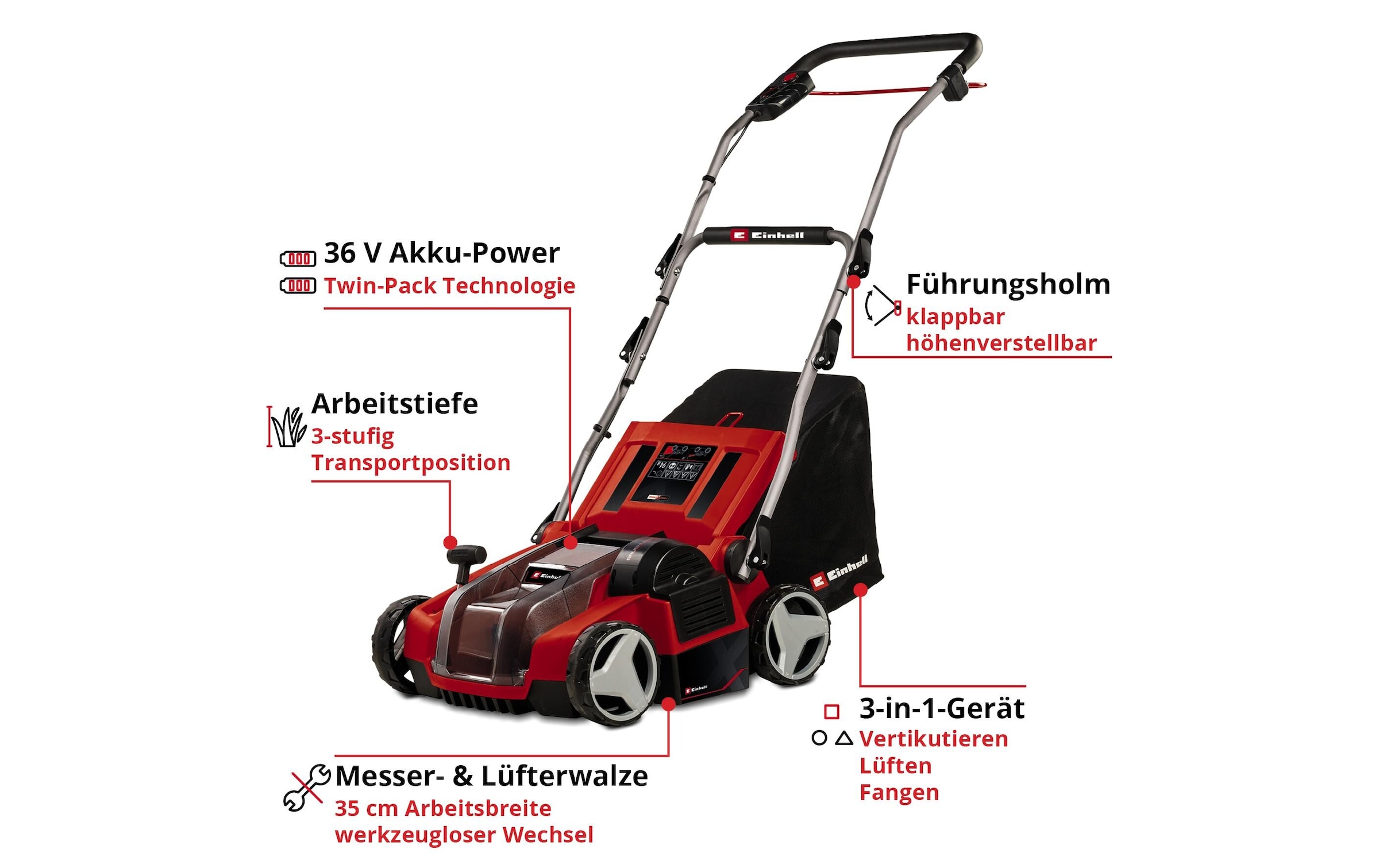 Einhell Akku-Vertikutierer »GE-SA 36/35 Li-Solo«