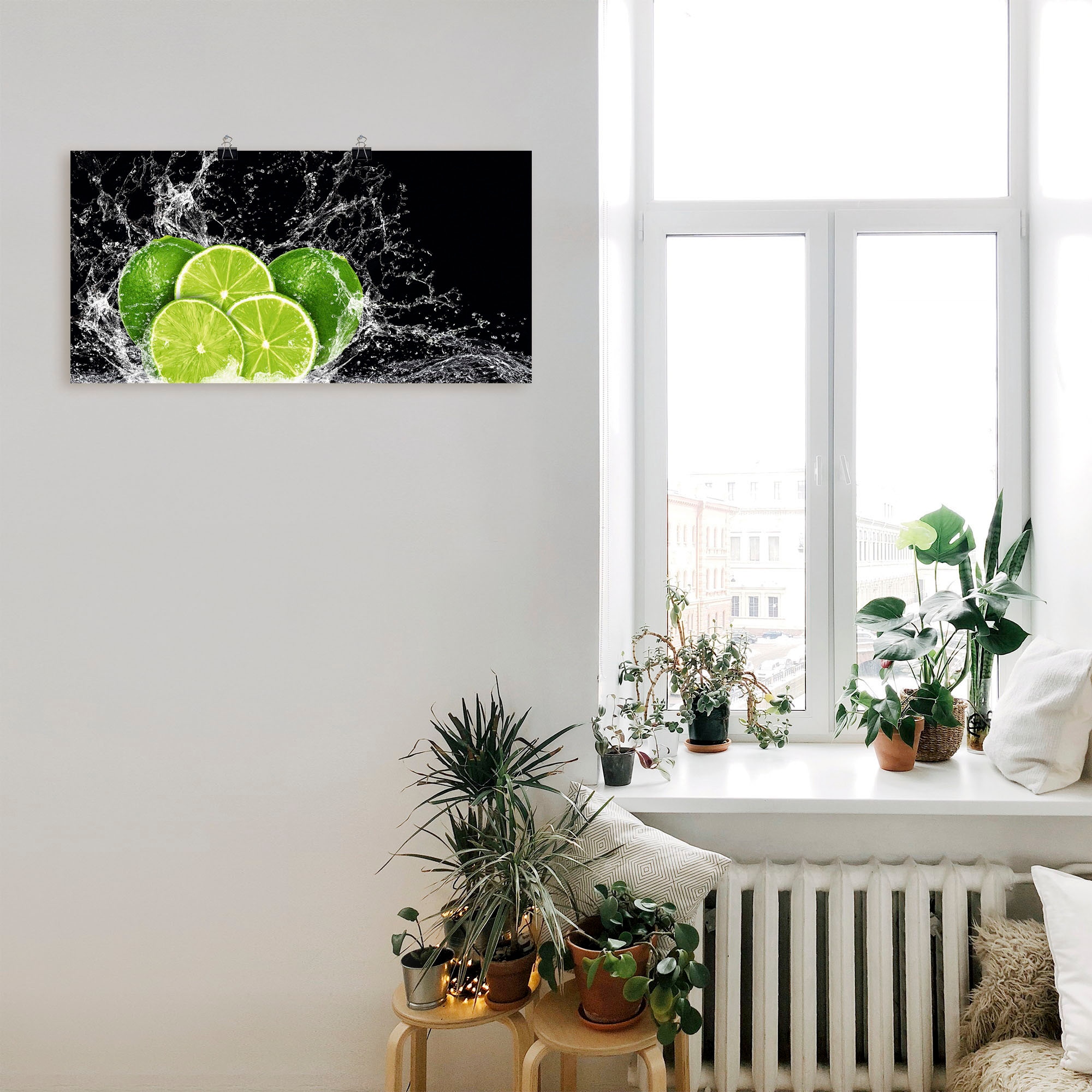 Artland Wandbild »Limone mit Spritzwasser«, Obst Bilder, (1 St.), als Leinwandbild, Poster, Wandaufkleber in verschied. Grössen