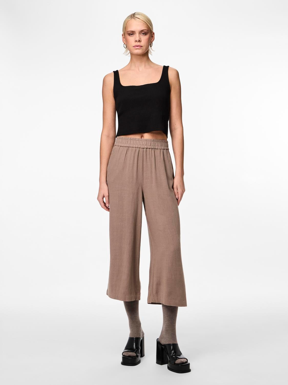 pieces 7/8-Hose »PCVINSTY HW CULOTTE NOOS«, mit Leinen