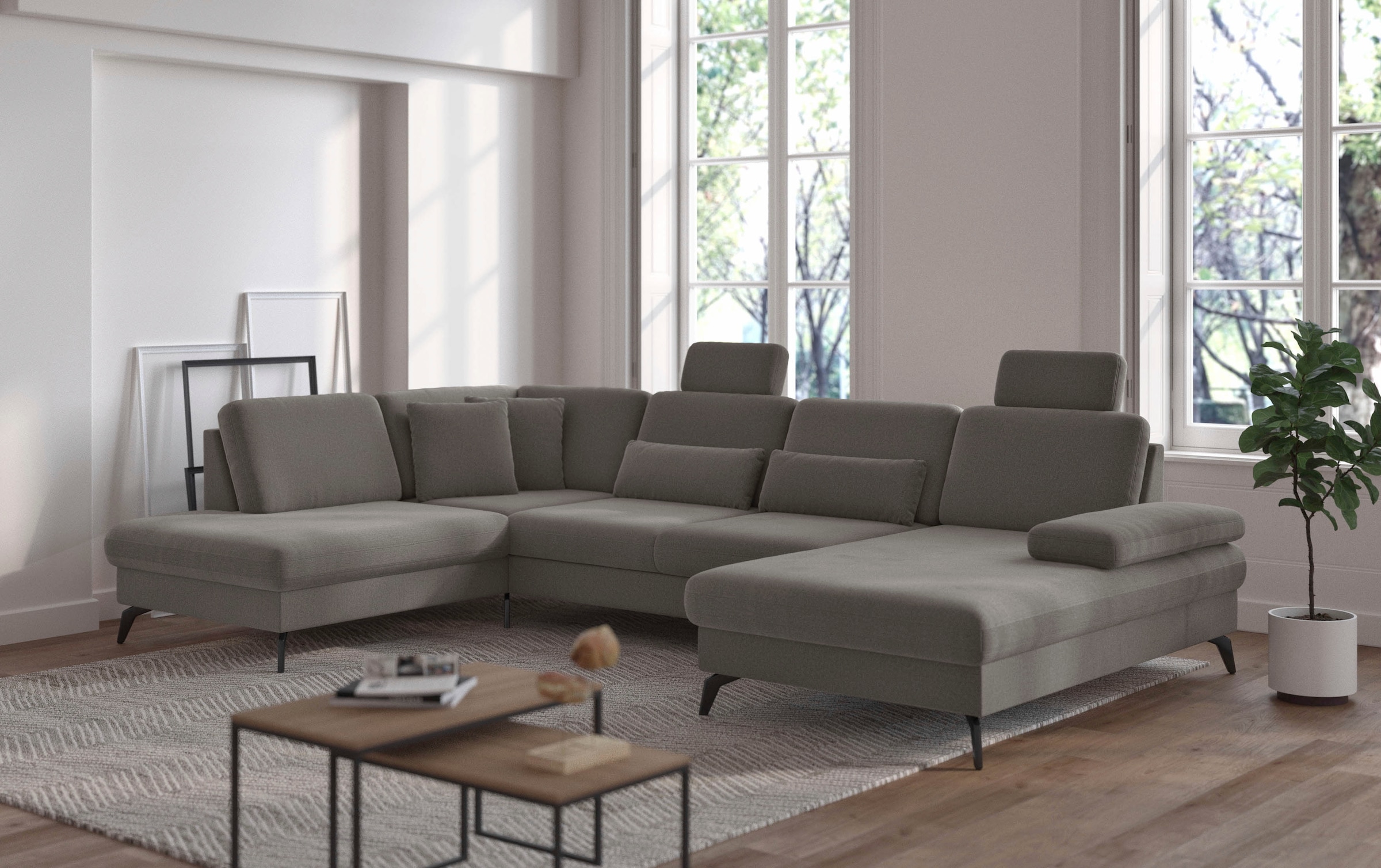 sit&more Wohnlandschaft »Morris U-Form, inkl. Sitztiefenverstellung« wahlweise mit Armteilverstellung, Bettfunktion & Bettkasten