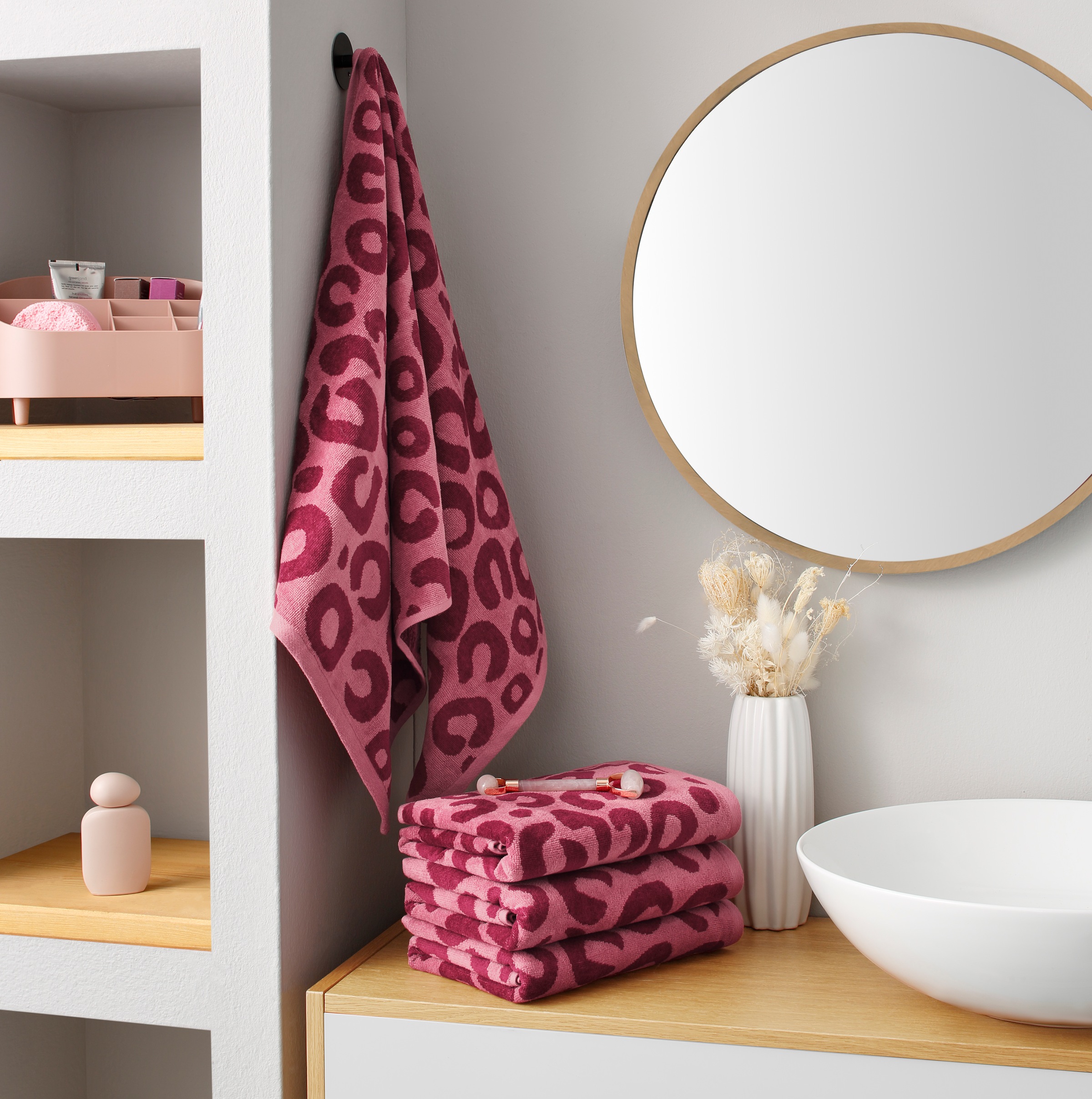 OTTO home Handtuch Set "Anna Leopardenmuster, 4-tlg Handtuch-Set, 50x100cm, 100% Baumwolle" Handtücher, weich, saugstark, modern, Leo, Animal Print
