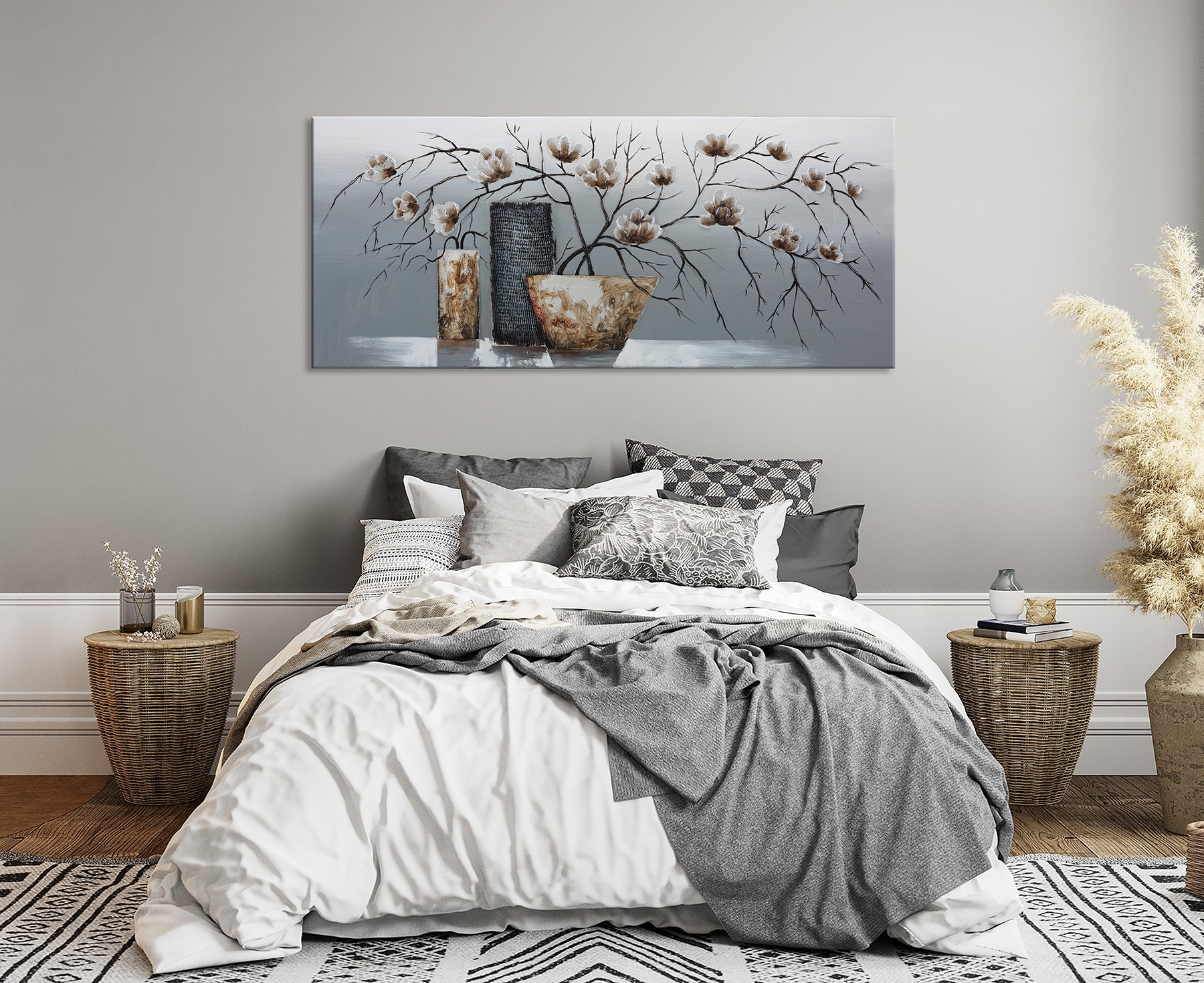 Bönninghoff Ölgemälde "handarbeit BLUMENVASEN XXL 60x140 cm – Wandbild Kunst Deko" Blumen 1 Stk. tlg. handgefertigt, jedes Bild ein Unikat