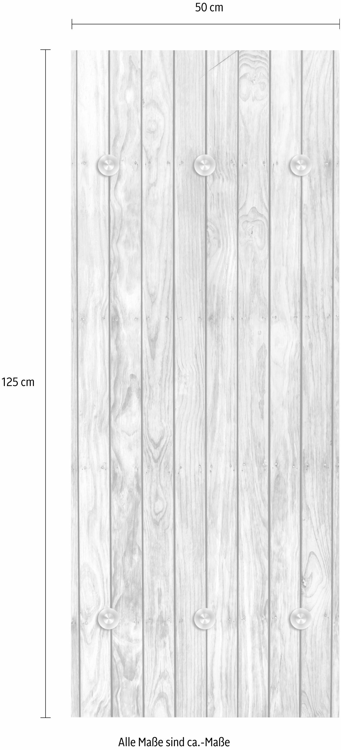 queence Garderobenleiste »Holzwand«, mit 6 Haken, 50 x 120 cm