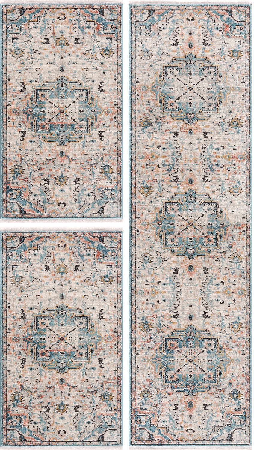 Image of Carpet City Bettumrandung »Novel 8616«, (3 tlg.), Vintage Bettvorleger, Fransen, Used-Look, Multicolor, Läuferset für Schlafzimmer bei Ackermann Versand Schweiz