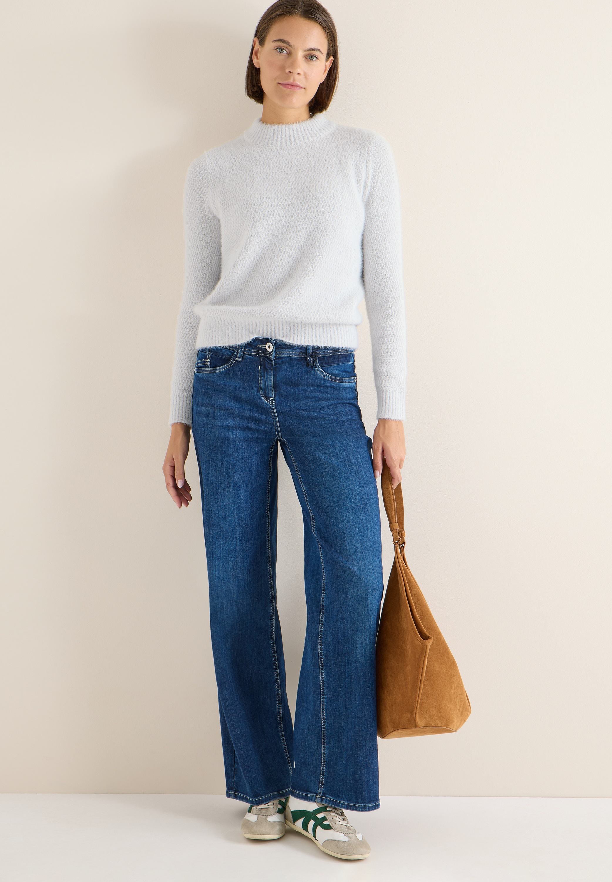 Cecil Pull à col montant Stehkragen und feines Strukturmuster