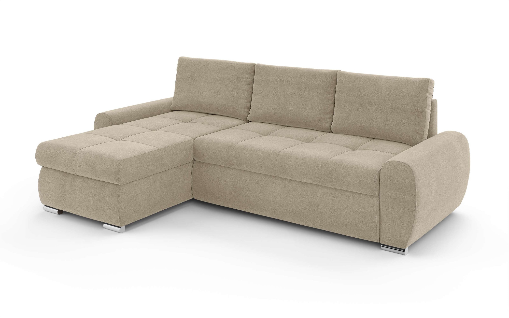 INOSIGN Ecksofa »HAVERHILL Schlafsofa mit Bettkasten, Masse B/H/T: 237/89/166 cm«, L-Form mit Recamiere links oder rechts bestellbar, Wellenunterfederung