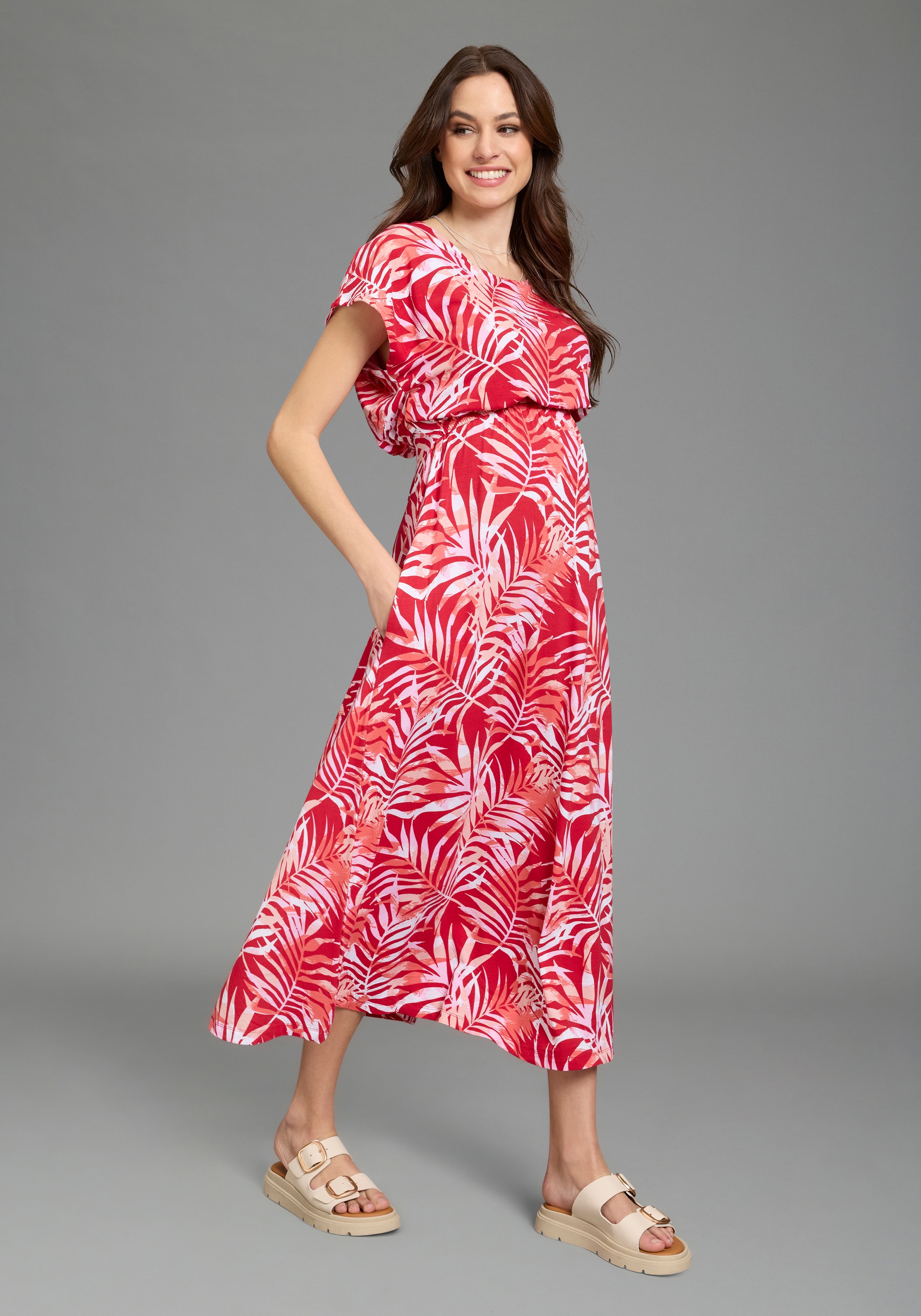 Image of Neun Monate Umstandskleid "Langes Schwangerschafts- und Still-Kleid" Ohne Taschen Jersey-Kleid für Schwangerschaft und Stillzeit