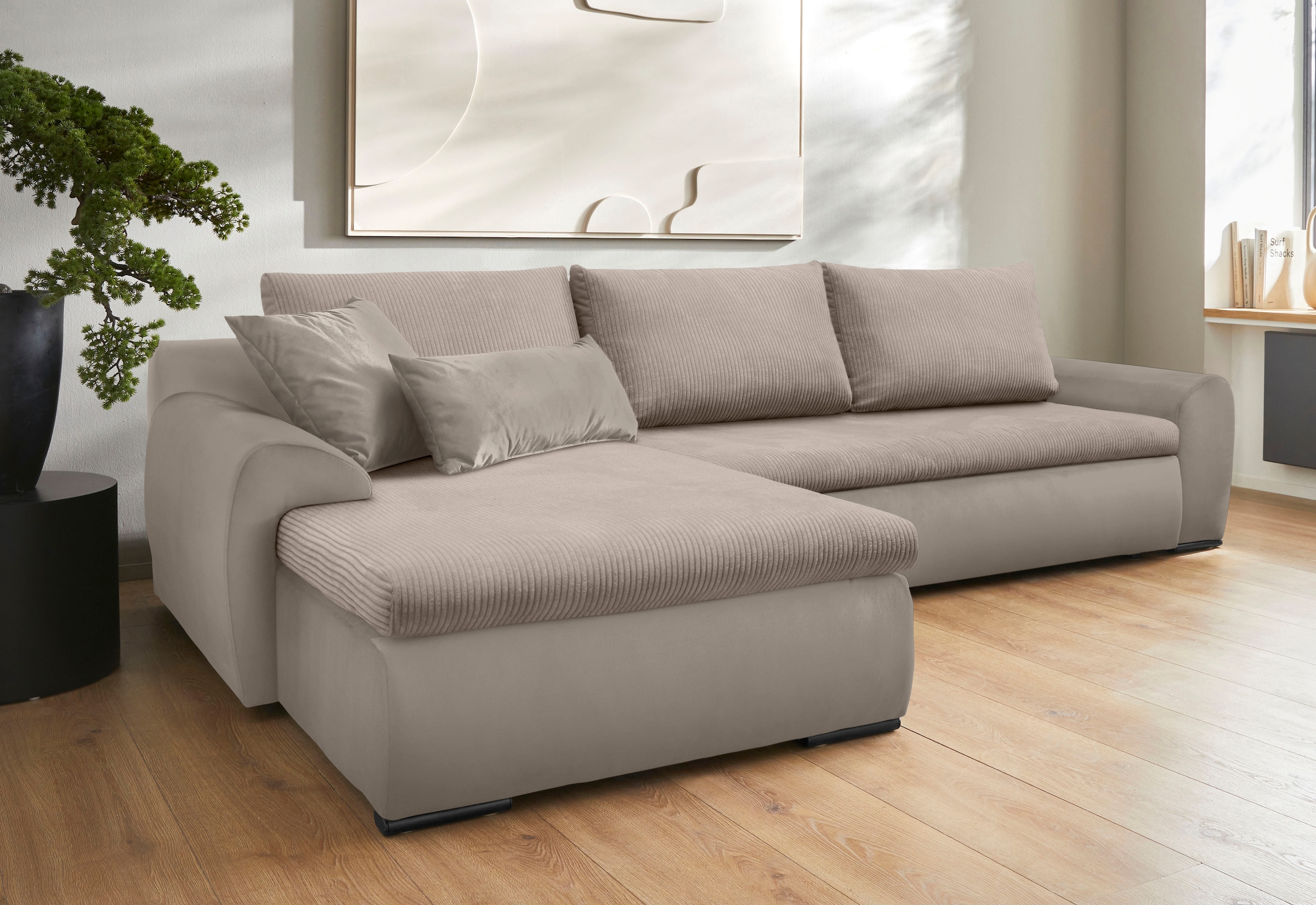 Image of Home affaire Ecksofa "Win L-Form, B: 285 cm - OTTO. Verlässliche Qualität." 2 Zierkissen, optional Schlaffunktion & Bettkasten