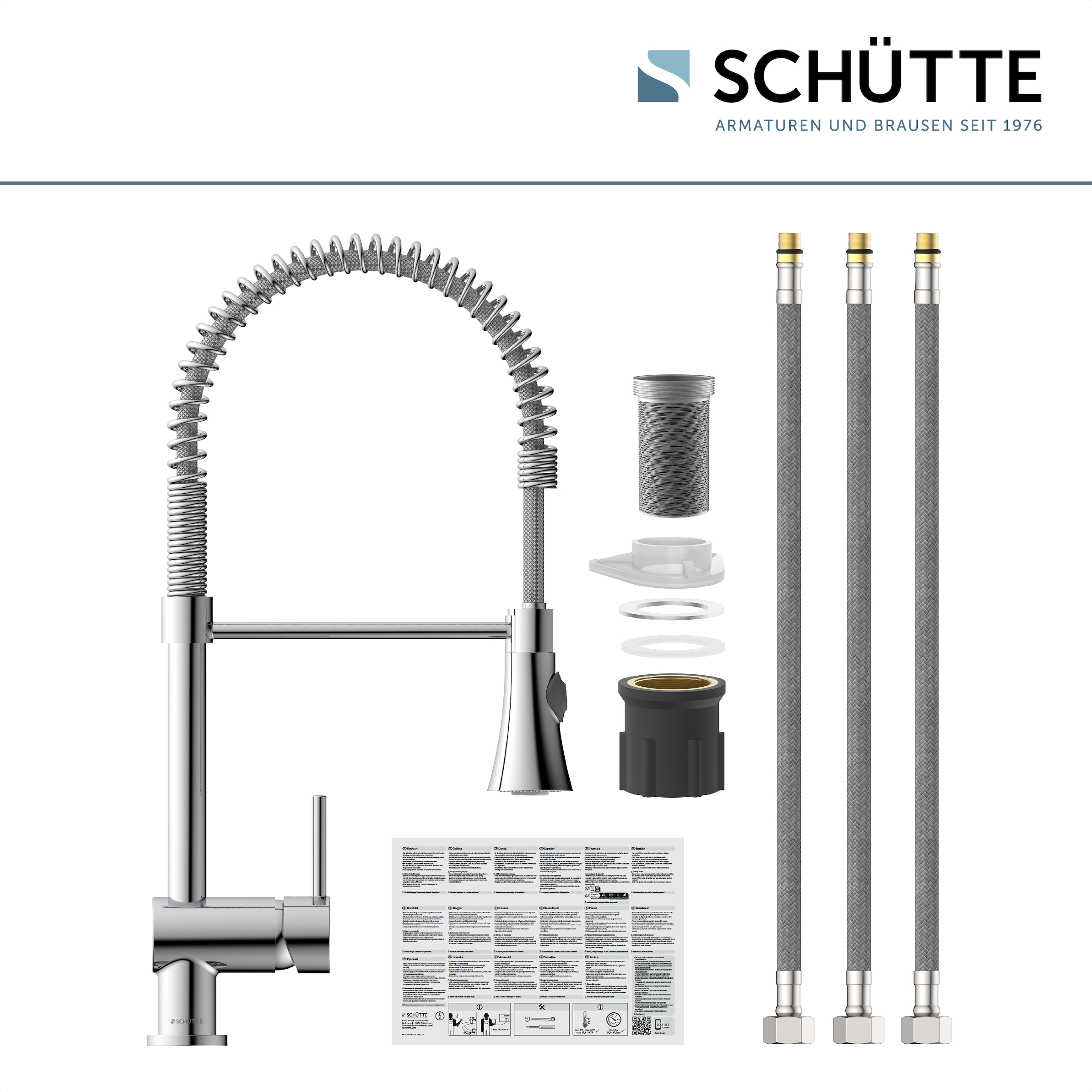 Schütte Robinet d'évier »CORNWALL« Robinetterie basse pression cuisine, robinet extractible, mitigeur, chrome