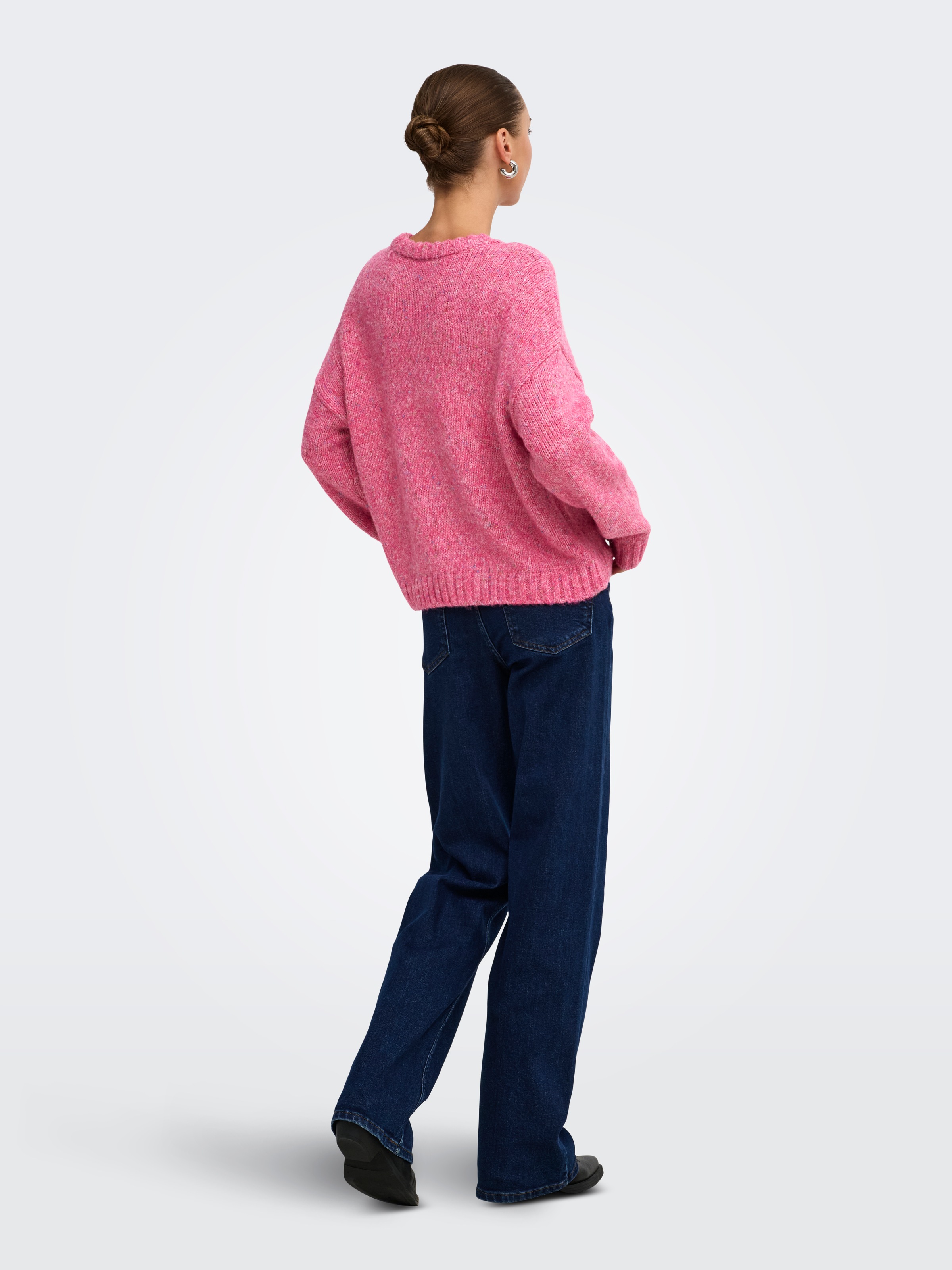 ONLY Strickpullover »ONLSMILLA LS LOOSE O-NECK CS KNT« Materialmix, verkürzte Form
