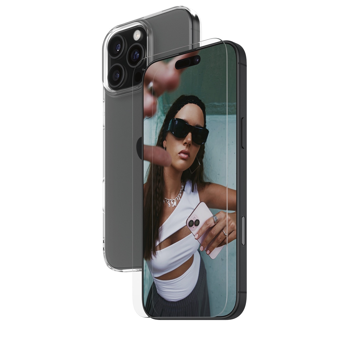 SAFE by PanzerGlass Displayschutzglas »2-in-1 Protection Bundle, Glass, Soft TPU Case«, für Apple iPhone 16 Pro Max, Displayschutzfolie, Schutzfolie, Bildschirmschutz, kratz- & stossfest