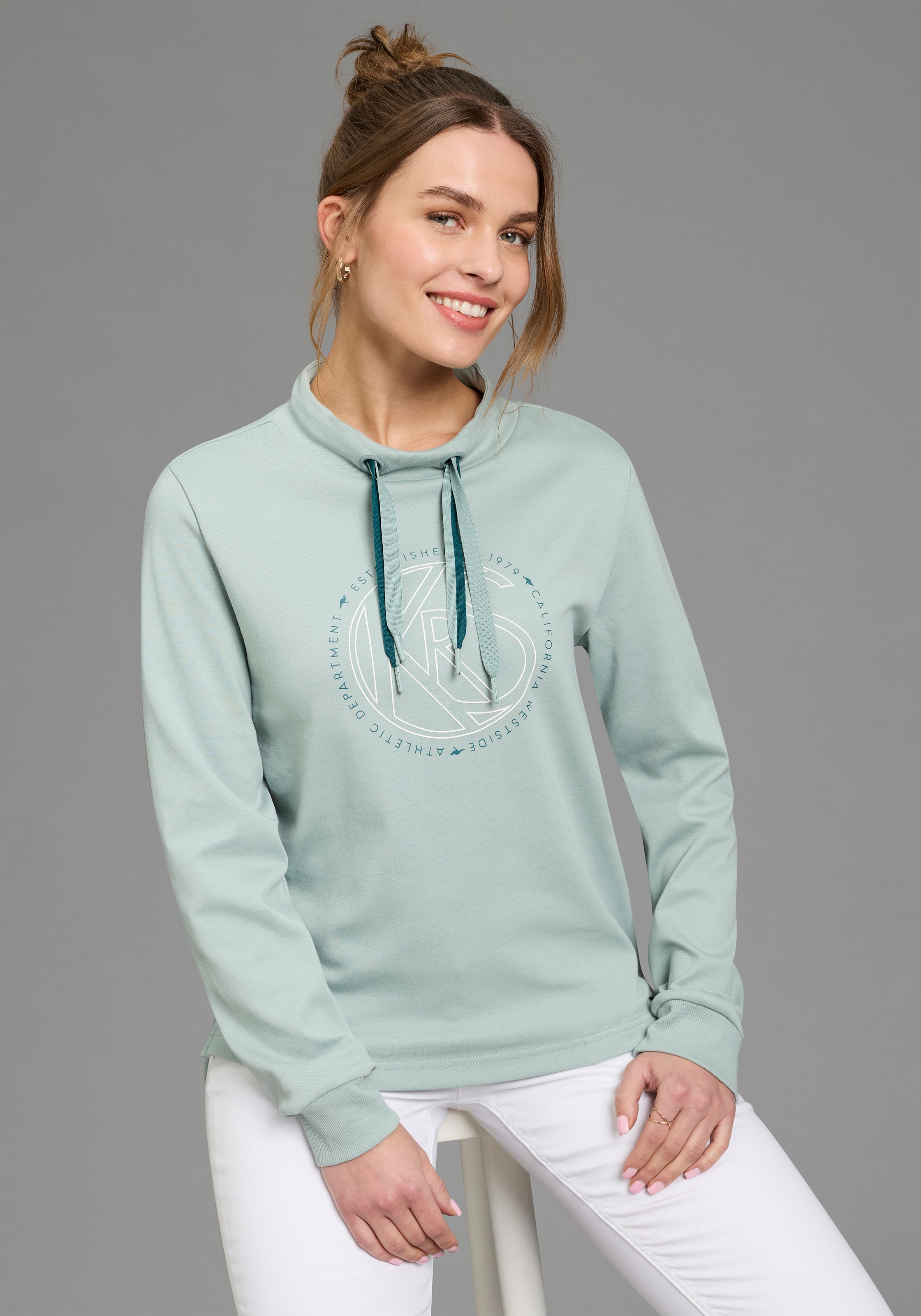 Image of KangaROOS Sweatshirt, mit Stehkragen und Frontdruck