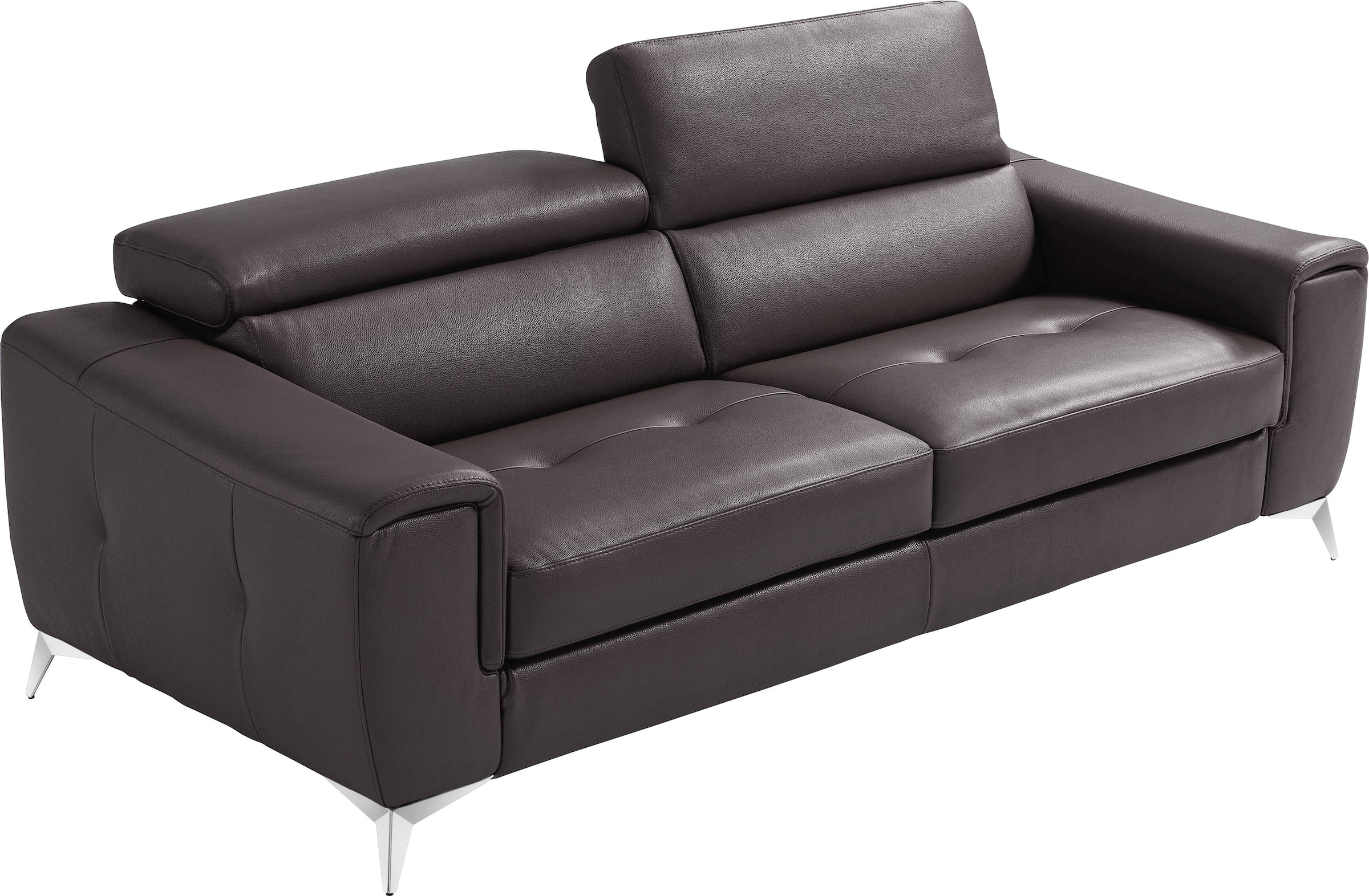 Image of Egoitaliano Schlafsofa "Francine Designsofa, Loungesofa mit Dauerschlaffunktion, Breite 233 cm" mit Bettfunktion, Leder BULL, schwarz, Fussfarbe chrom
