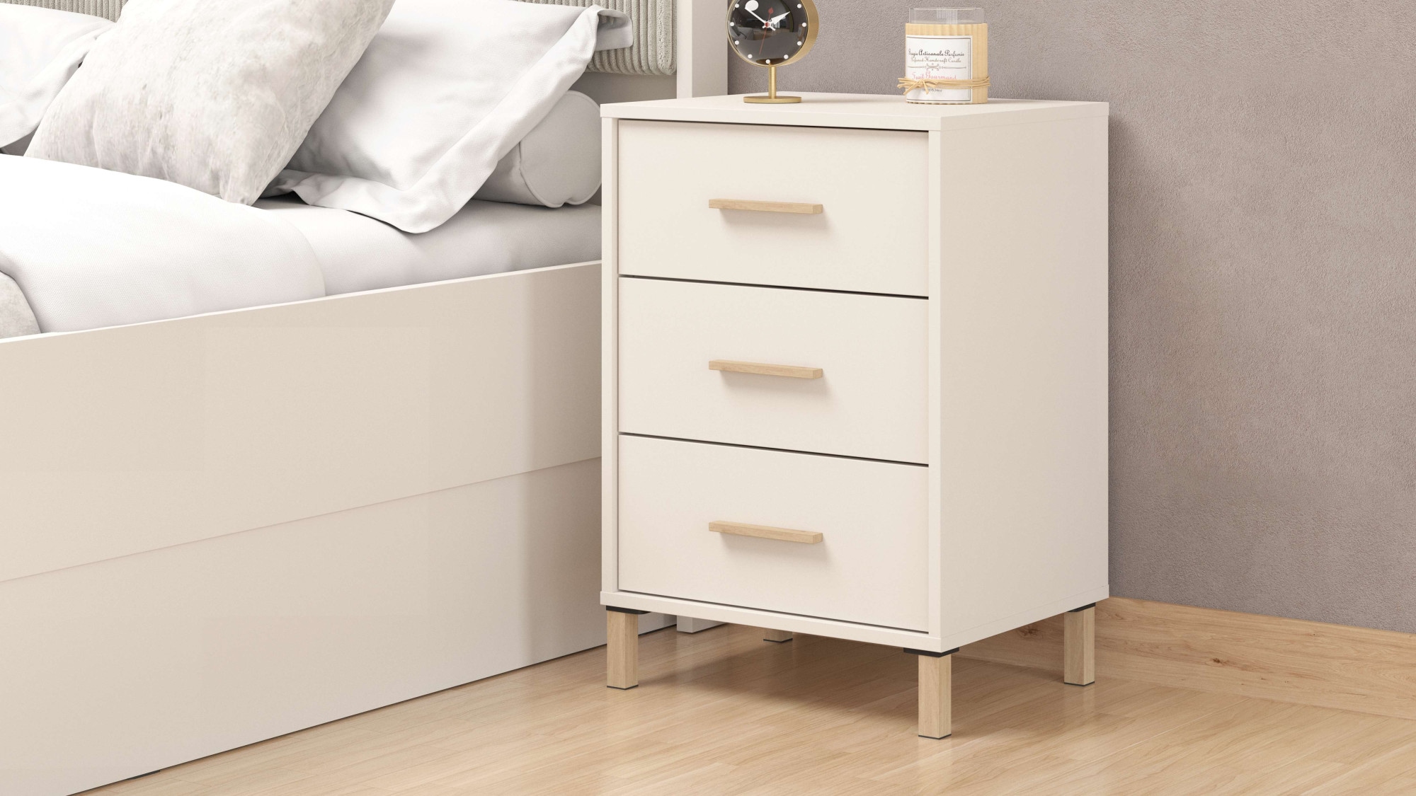 Home affaire Nachtkommode »Belfort Nachtschrank Nachttisch Made in Europe« mit 2 oder 3 Schubladen, FSC®-zertifizierter, Trendfarbe cashmere