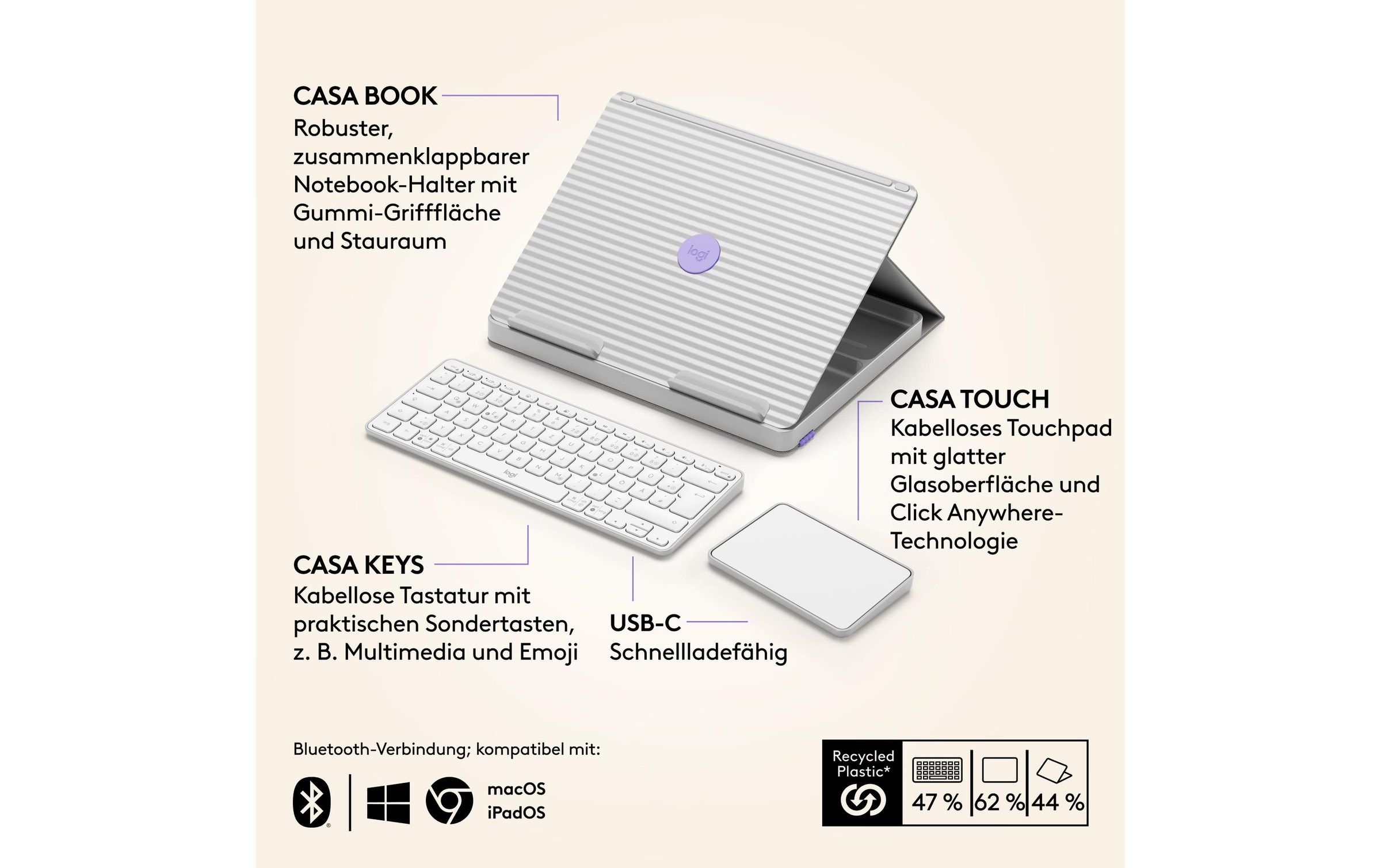 Logitech Clavier de tablette »Cover Casa Pop-Up Desk« ()