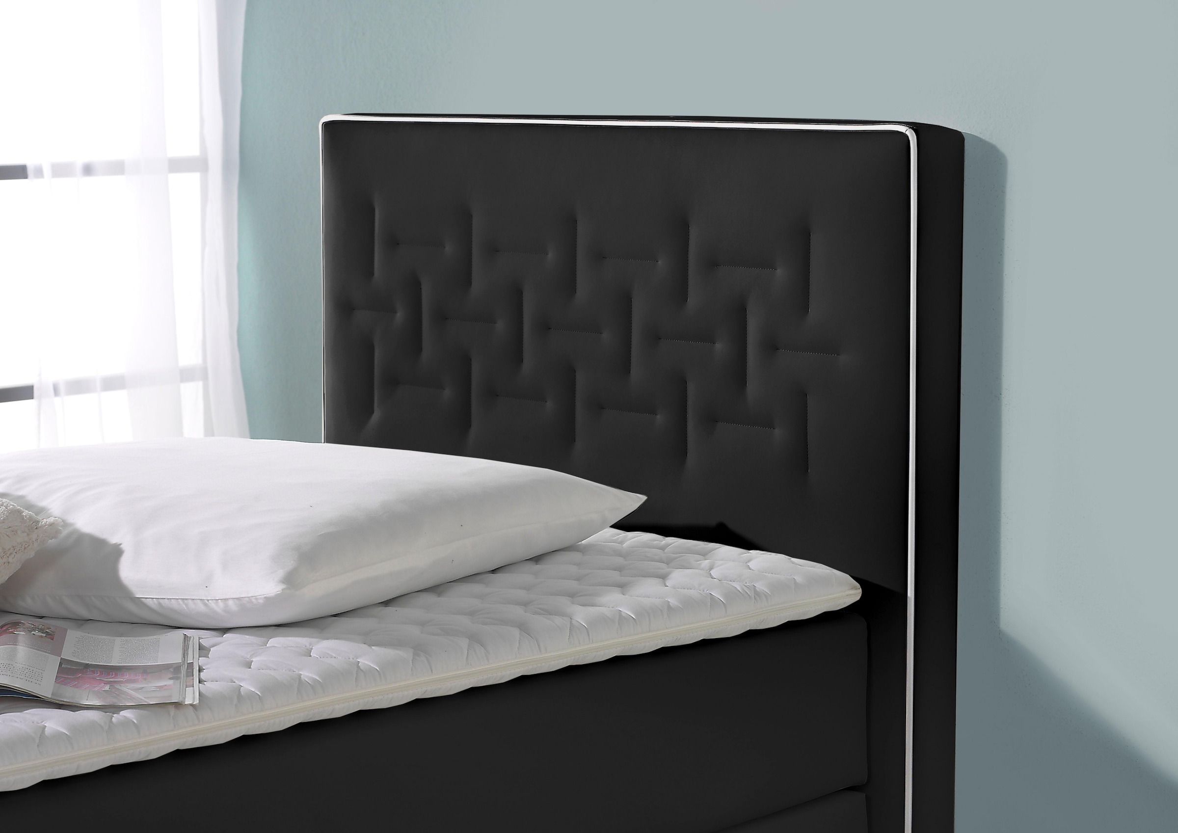 Home affaire Lit boxspring »Coos« avec matelassage spécial dans la tête de lit, 3 types de matelas, 2 degrés de fermeté