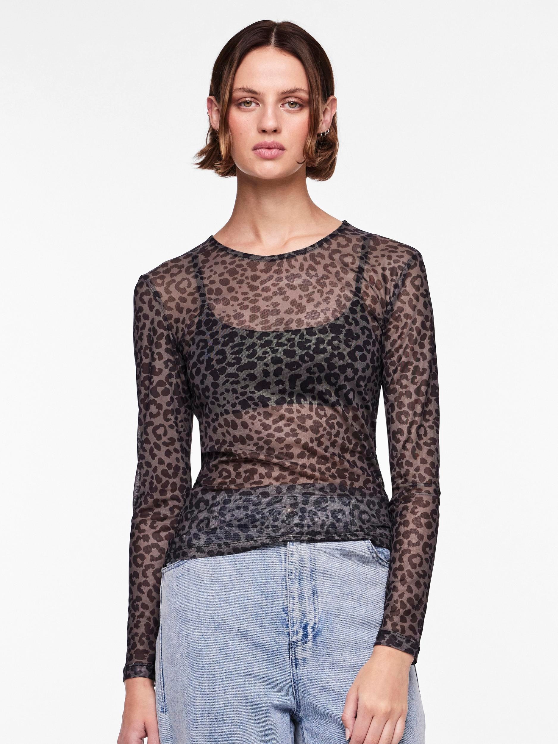 Image of pieces Langarmshirt "PCNINNI LS MESH TOP NOOS BC" Materialmix, regular fit