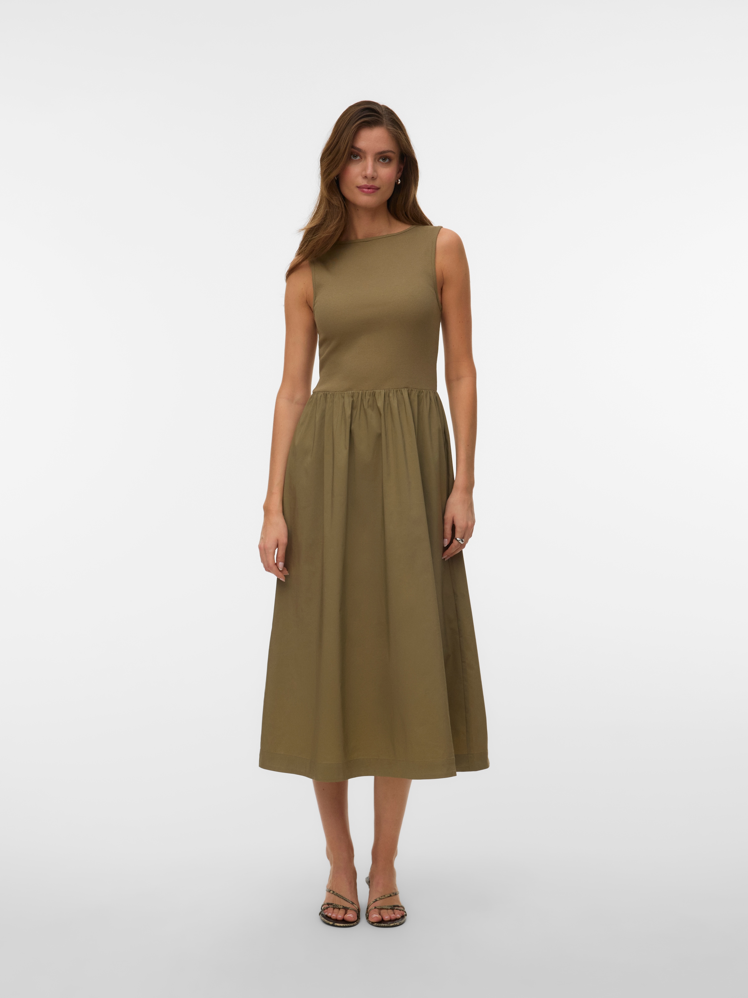 Image of Vero Moda Maxikleid "VMVIDA SL 7/8 DRESS WVN NOOS" Baumwollmischung