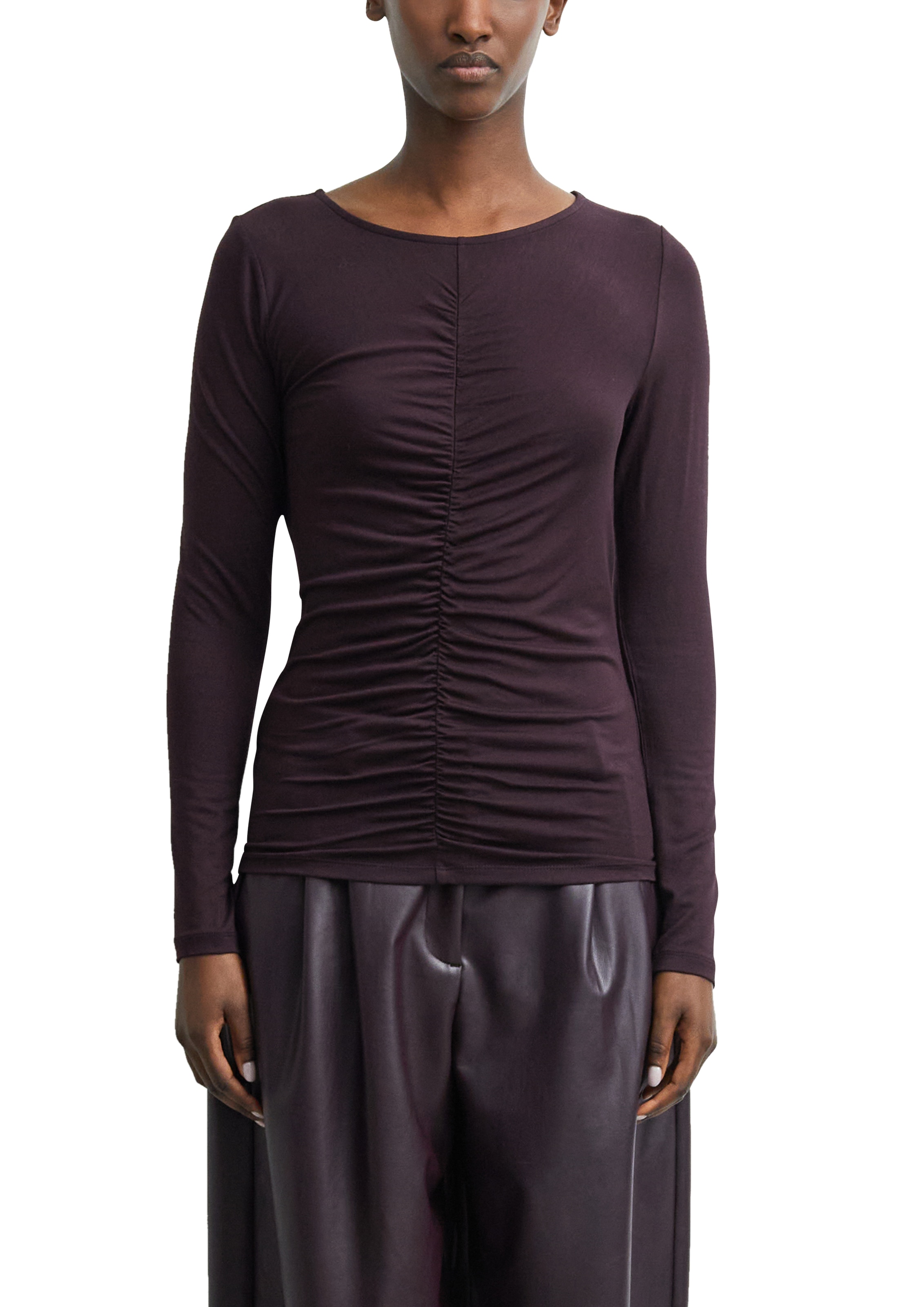 Image of Comma Langarmshirt mit geraffter Vorderseite