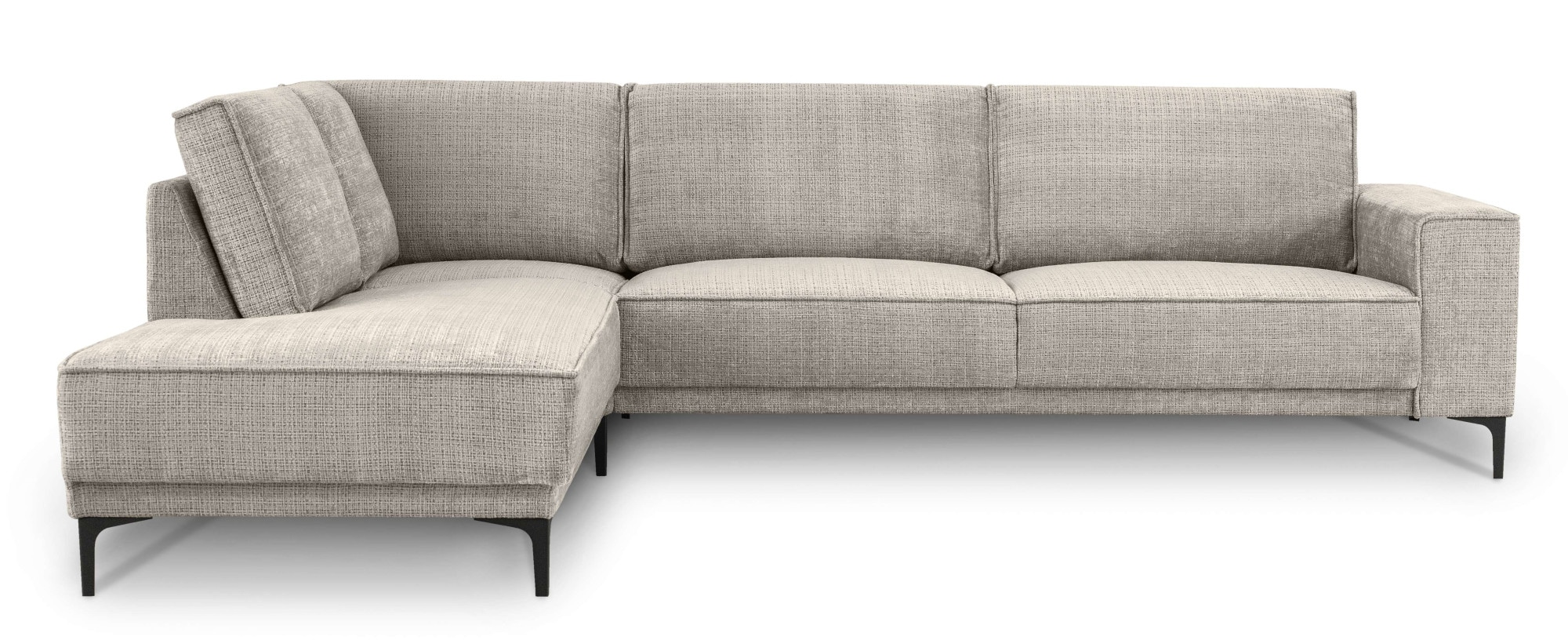 Places of Style Ecksofa »Polsterecke Oland, Struktur, Flachgewebe, Luxus-Microfaser, Boucle«, L-Form, 289 cm, Wellenunterfederung, Skandi-Design, Metallfüsse