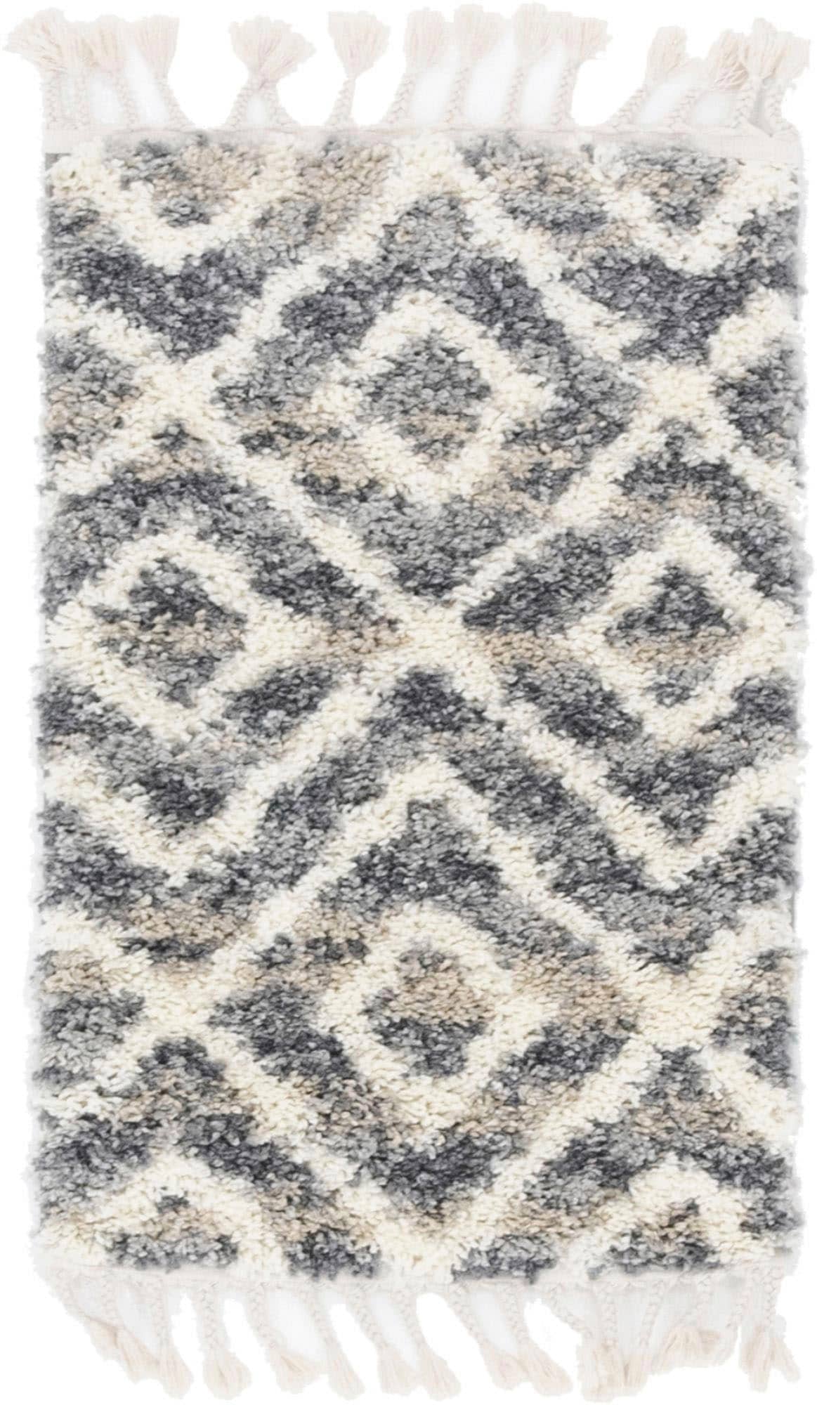 Myflair Möbel & Accessoires Hochflor-Teppich »Top Shag Lagerräumung«, rechteckig, 32 mm Höhe, gewebt, Rauten Design, melierte Optik, weich & kuschelig, mit Fransen