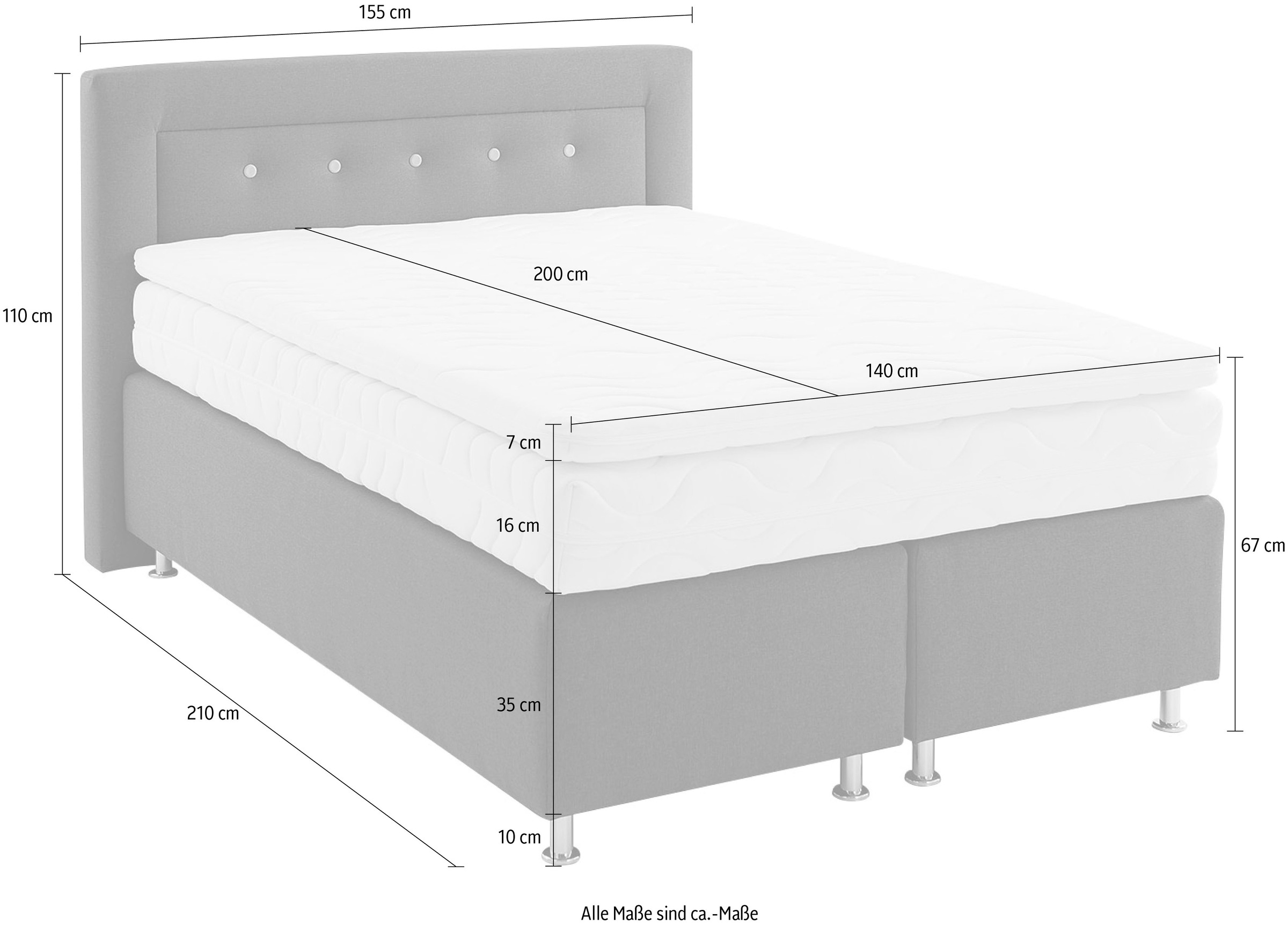Westfalia Schlafkomfort Boxspringbett, wahlweise mit Topper