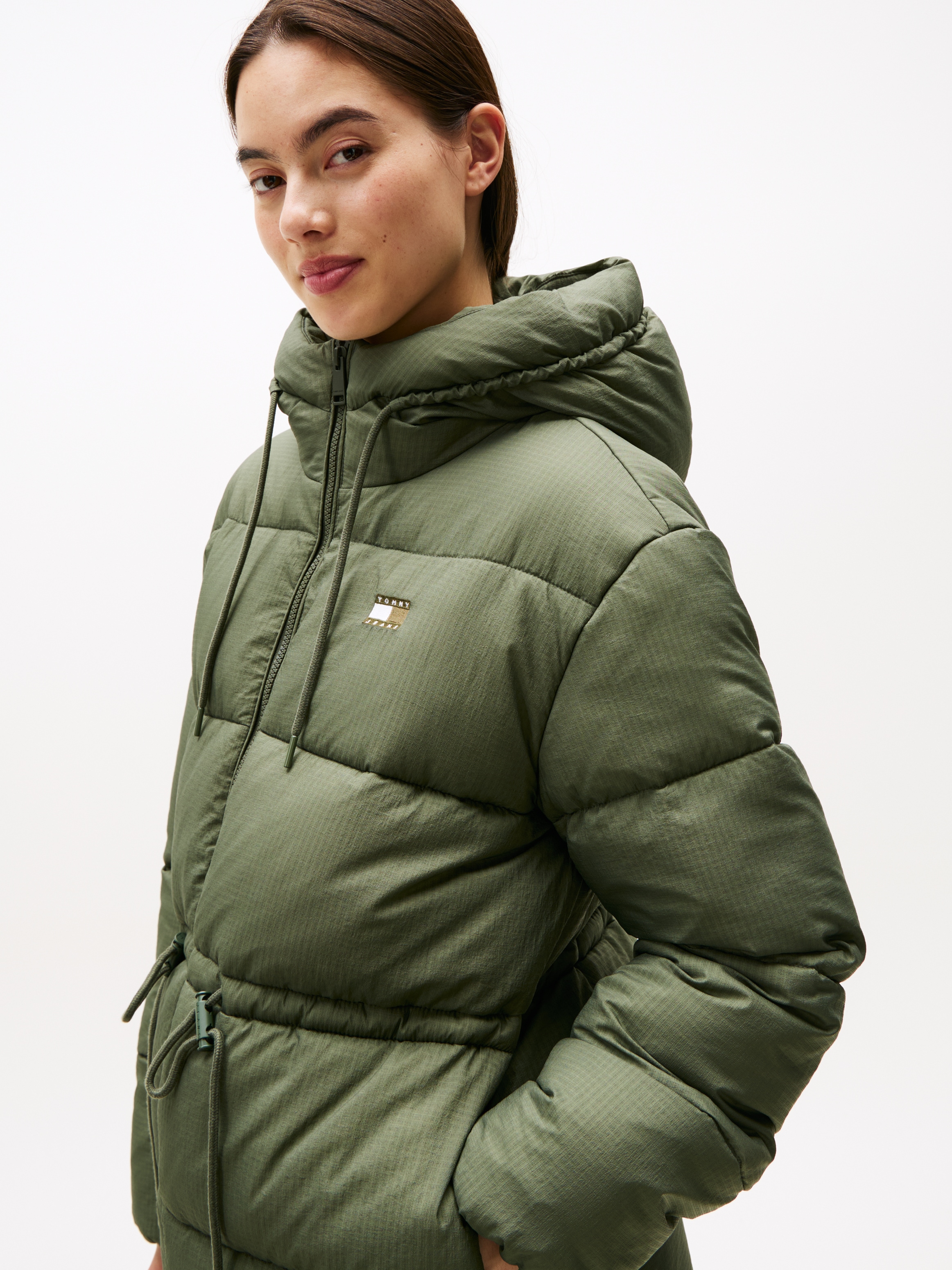 Image of Tommy Jeans Steppjacke "TJW HOODED MIDI PUFFER JACKET" mit Kapuze