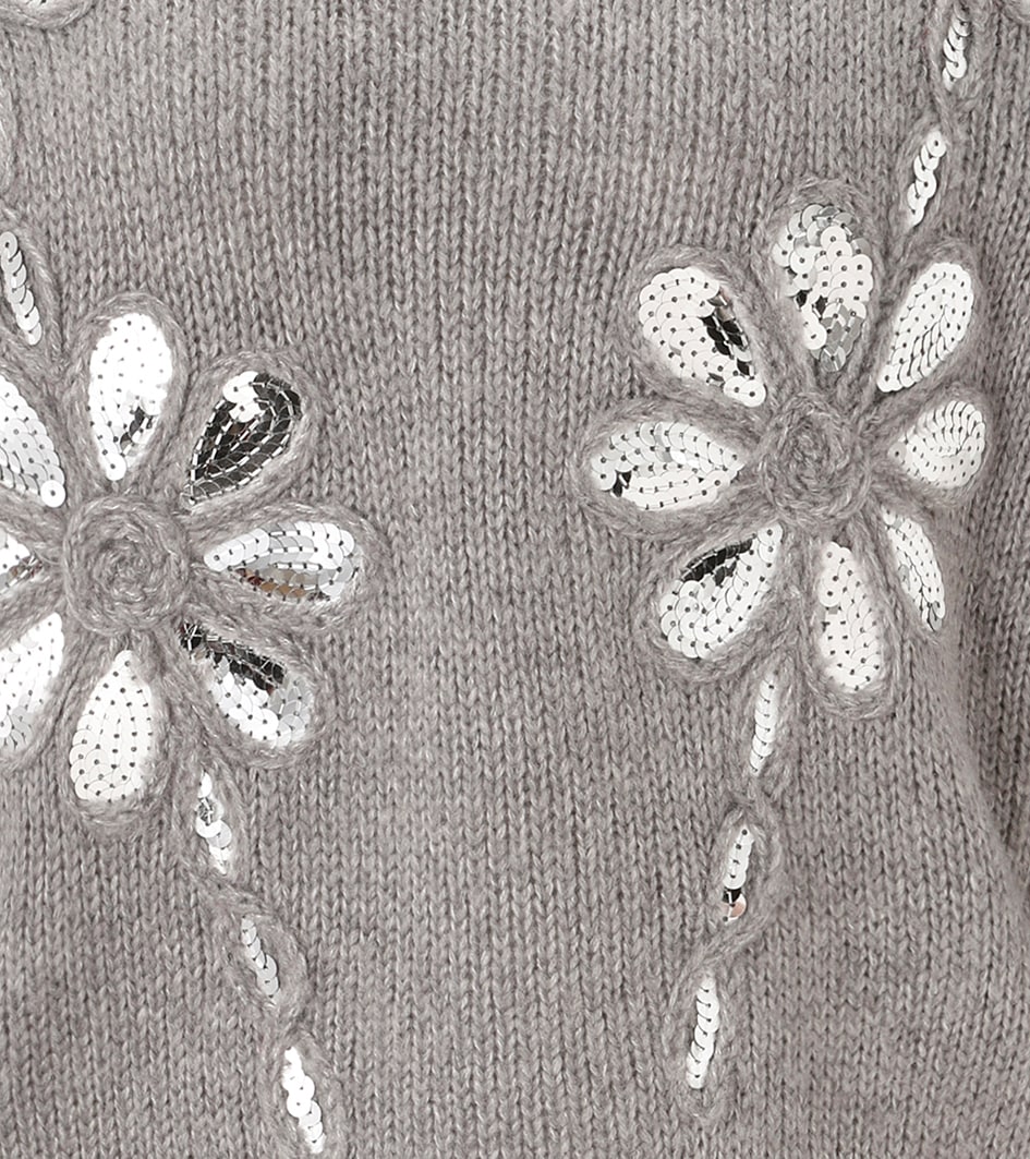 Aniston CASUAL Strickpullover, mit Pailletten verzierte Blüten-Applikationen - NEUE KOLLEKTION