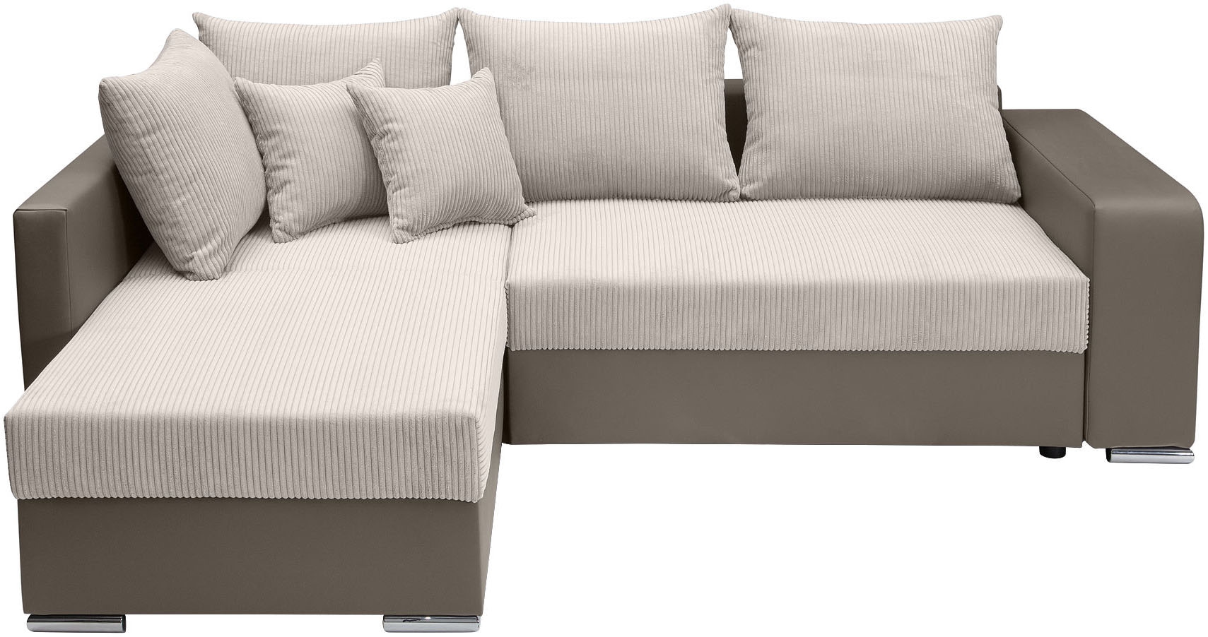 COLLECTION AB Ecksofa »John L-Form, B: 226 cm« Bettfunktion, Bettkasten, Regalelement, Licht & 2 Zierkissen