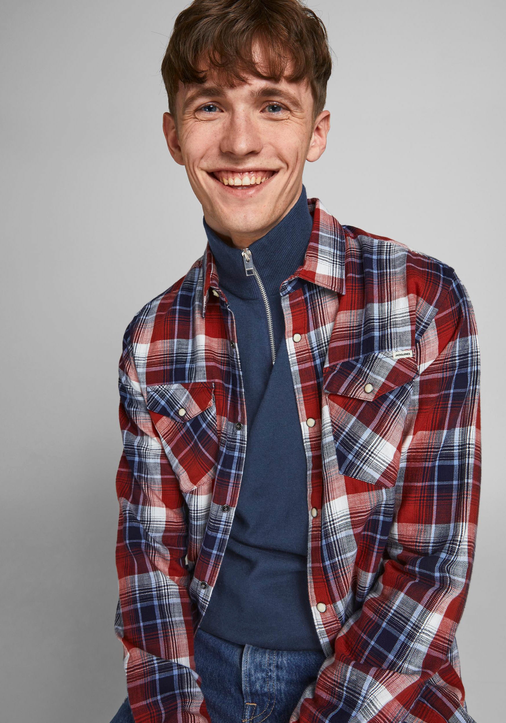Jack & Jones Strickpullover »EMIL KNIT HALF ZIP«, mit kurzem Reissverschluss im Troyer-Look