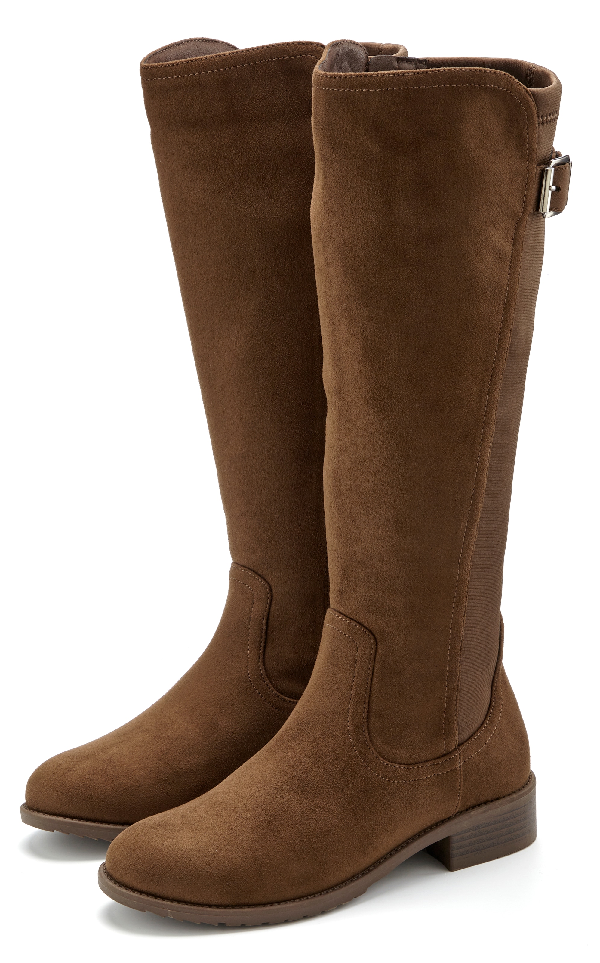 Image of LASCANA Stiefel "Boots, Langschaftstiefel, Stiefelette," NEU mit Stretch-Einsatz, Langschaft und Zierschnalle