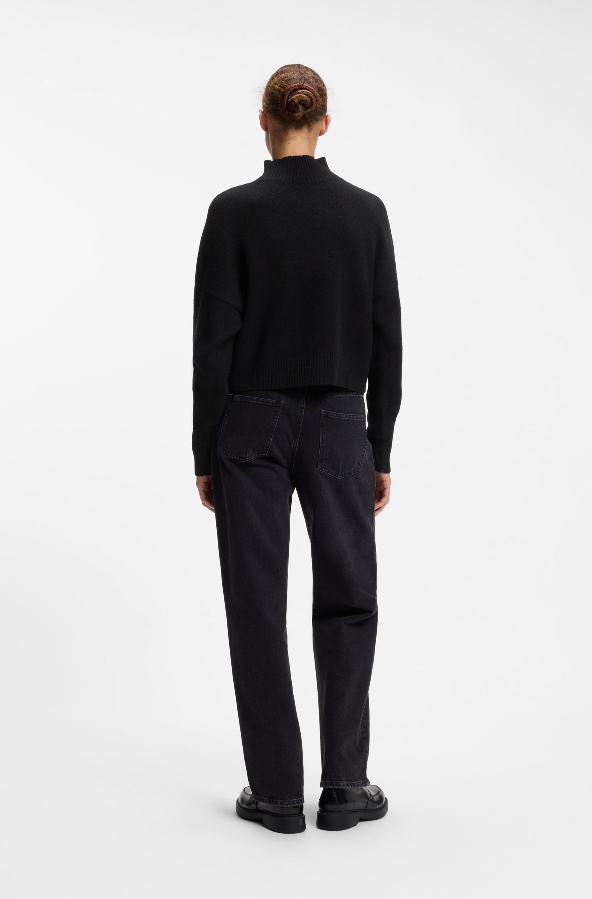 HUGO Stehkragenpullover »Sestya« mit tonaler Logostickerei, Relaxed Fit