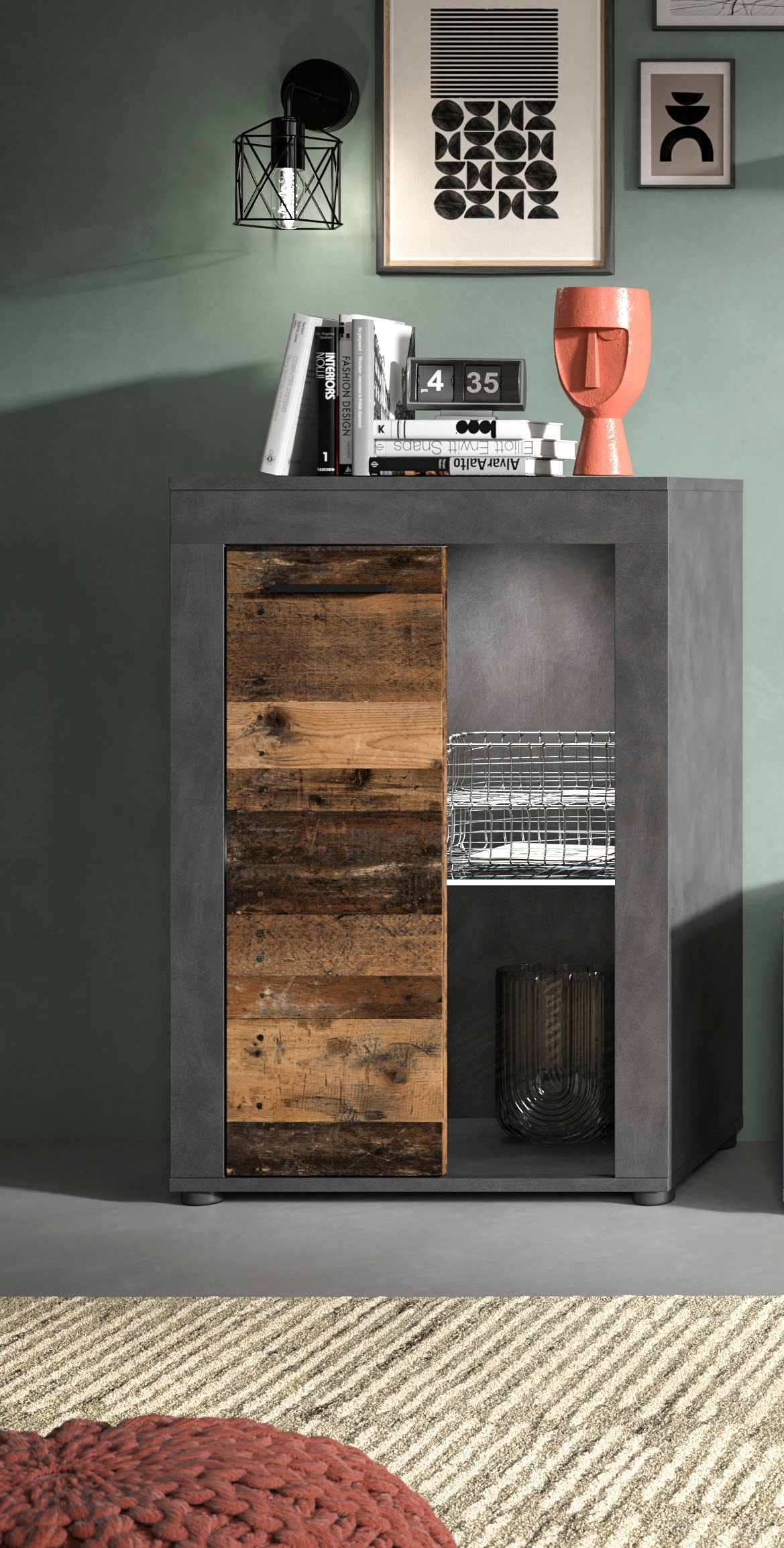 INOSIGN Vitrine »Aosta, Breite 60 cm, stehend oder hängend, in verschiedenen Farben«, Türanschlag wechselbar, 1 Glaseinlegeboden, Hängeeitrine, Standvitrine
