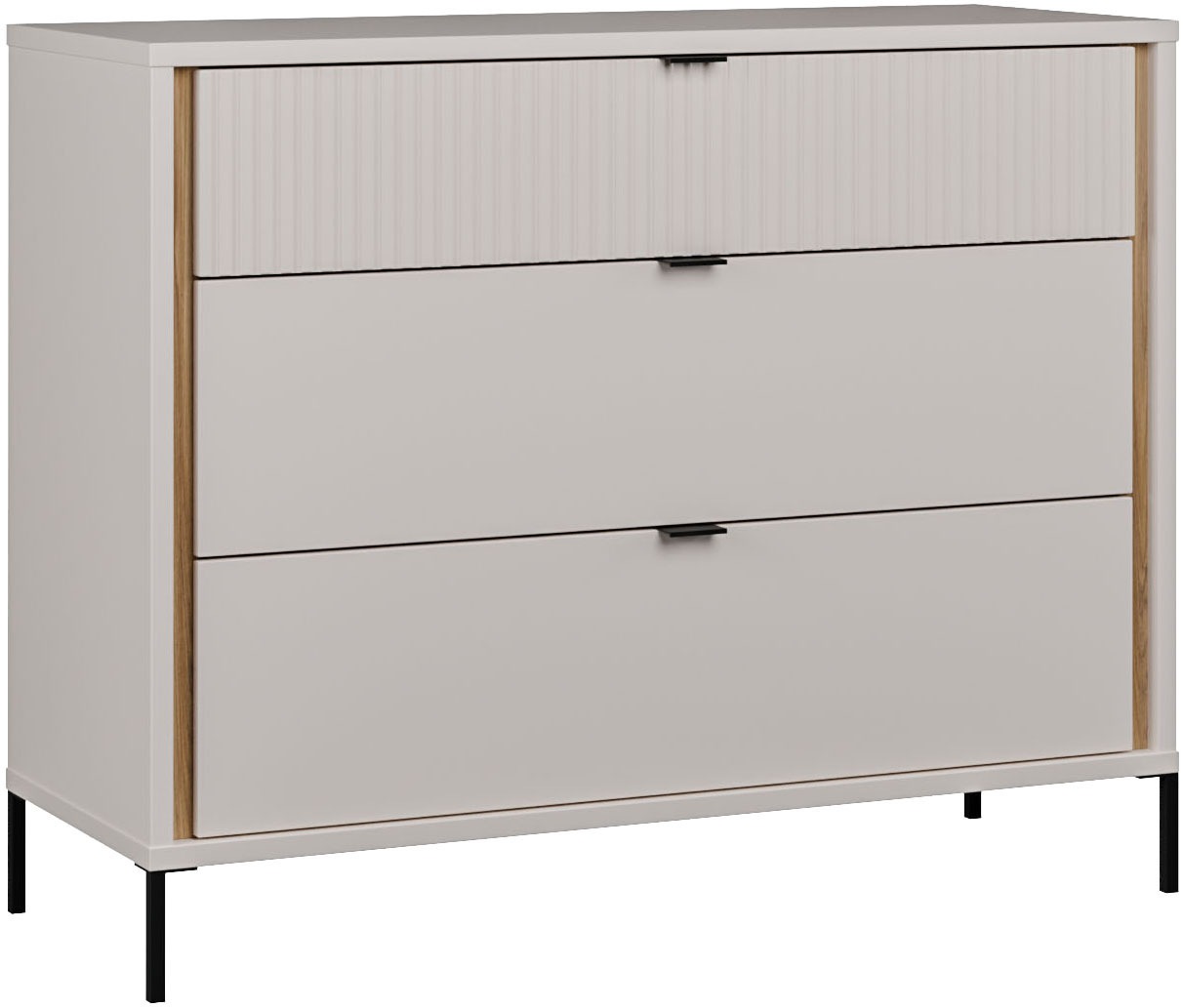 FORTE Kommode »Forte Seravel Sideboard 110 cm, Kashmir Beige/Mauvella Eiche« B/H/T109,4/87,2/41,5 cm, Metallfüsse schwarz
