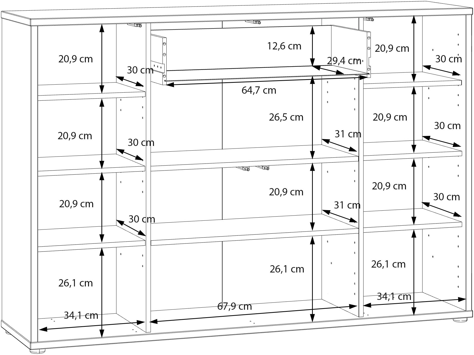FORTE Armoire à chaussures »Alice Springs« L/H/P 143,9/99,1/34,9 cm push to open, 28 paires de chaussures
