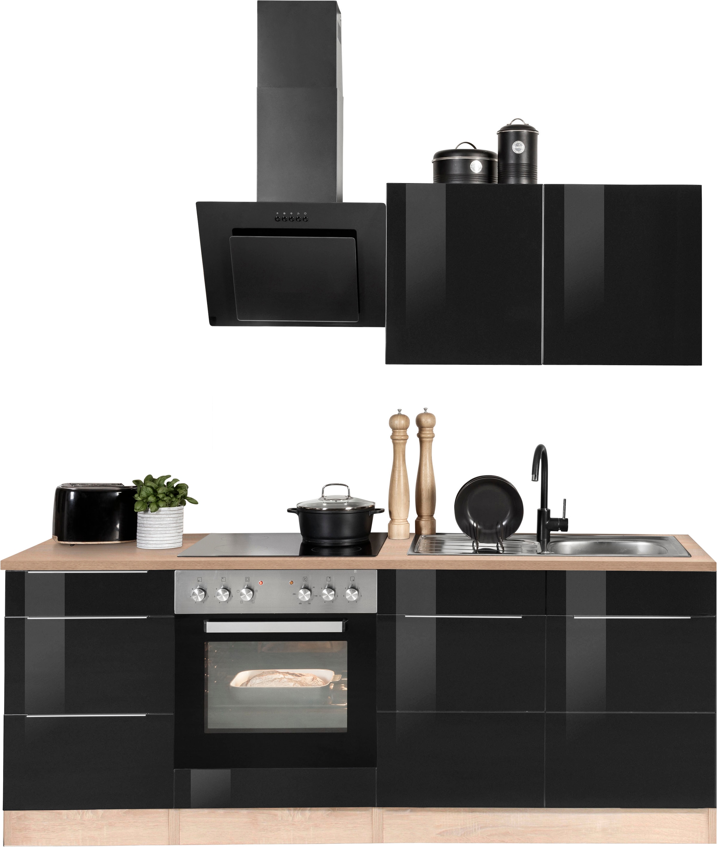 Image of KOCHSTATION Küchenzeile "KS-Brindisi" Breite 210 cm, wahlweise mit E-Geräten, mit MDF-Fronten
