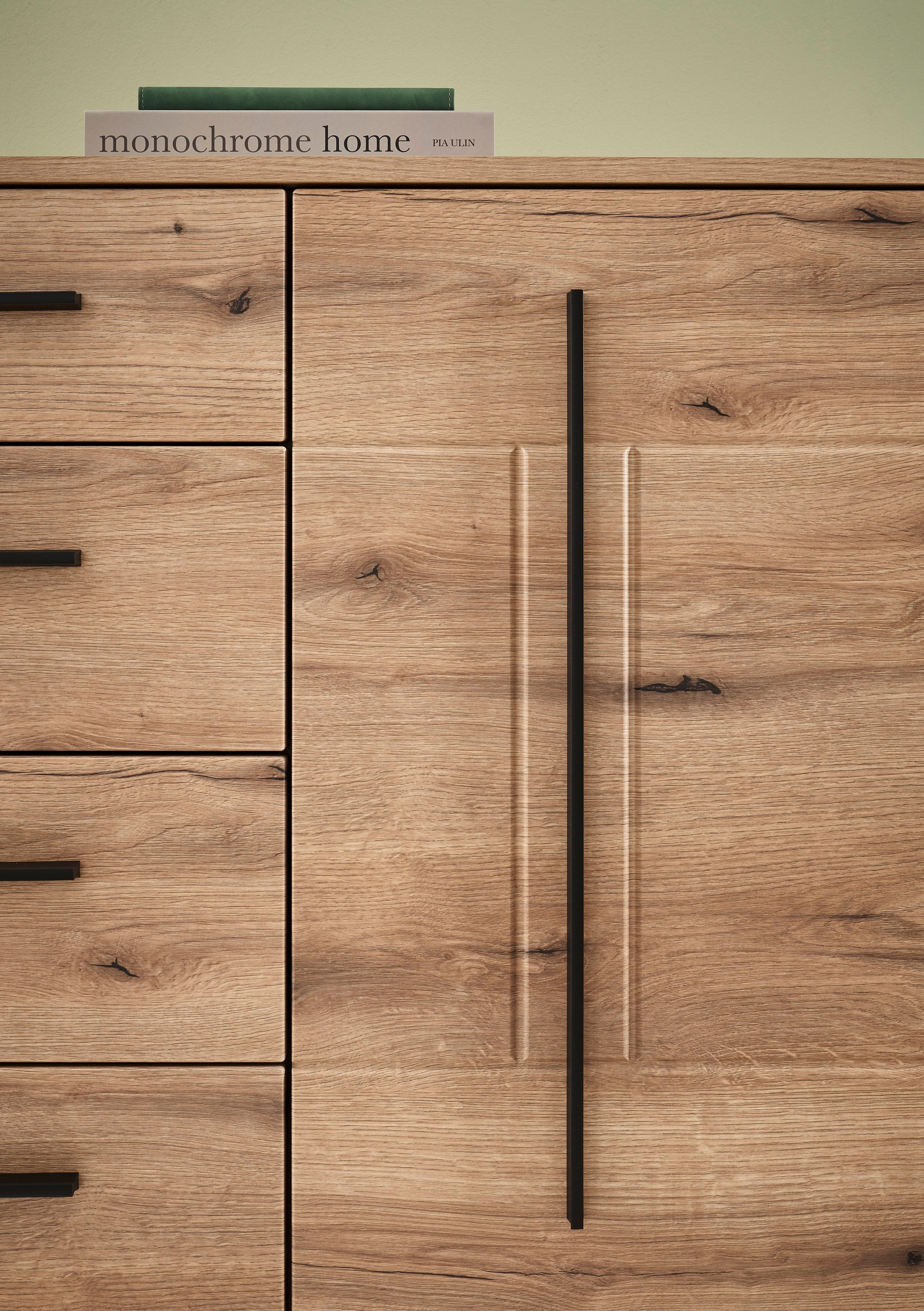 INOSIGN Wohnwand »Cantara, moderne Anbauwand, Wohnzimmer-Set, in Eiche Evoke oder Weiss«, (Set), enthält zwei Vitrinen, ein Sideboard und ein Wandboard
