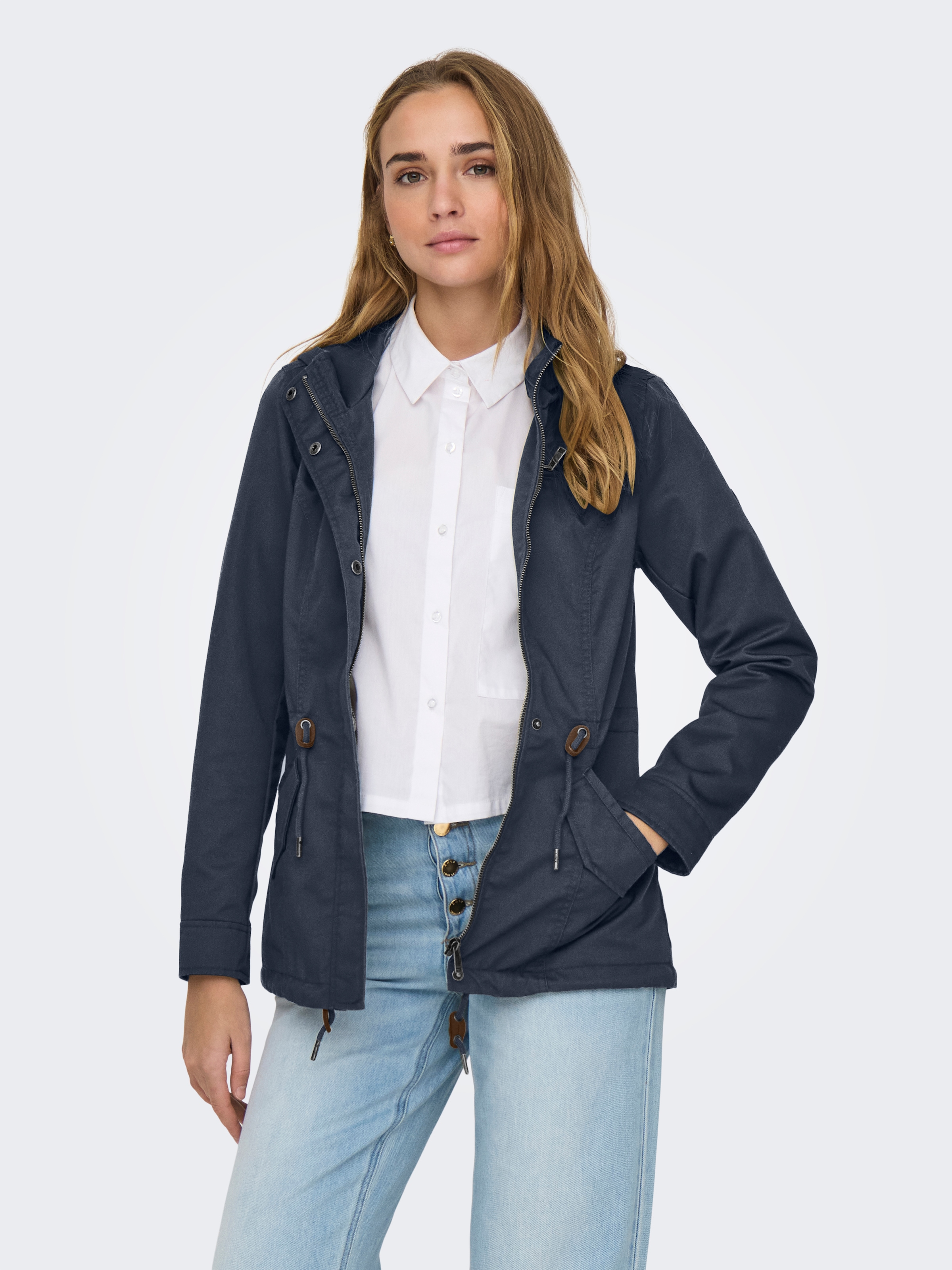 Image of ONLY Parka "ONLLORCA LIFE CANVAS PARKA CC OTW" mit Kapuze mit Kordelzug in der Taille