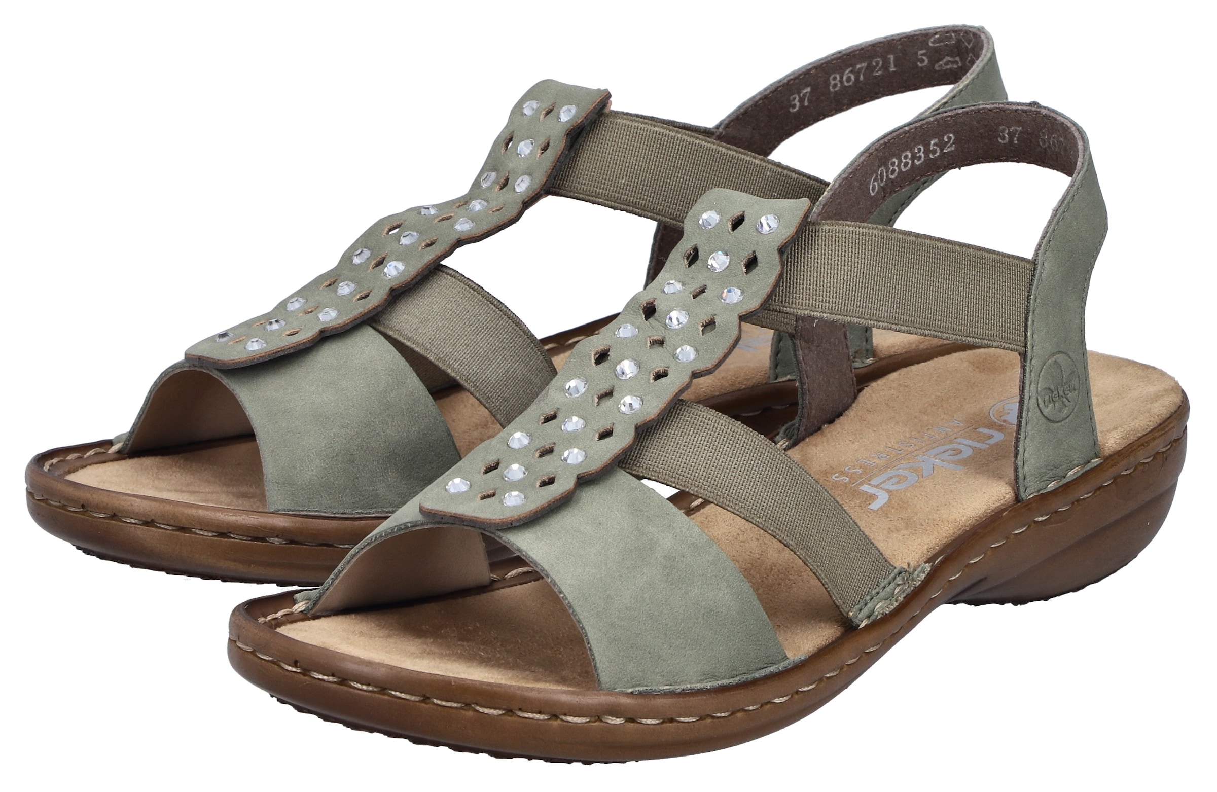 Image of Rieker Sandale Sommerschuh, Schlupfschuh mit Gummizug für guten Sitz