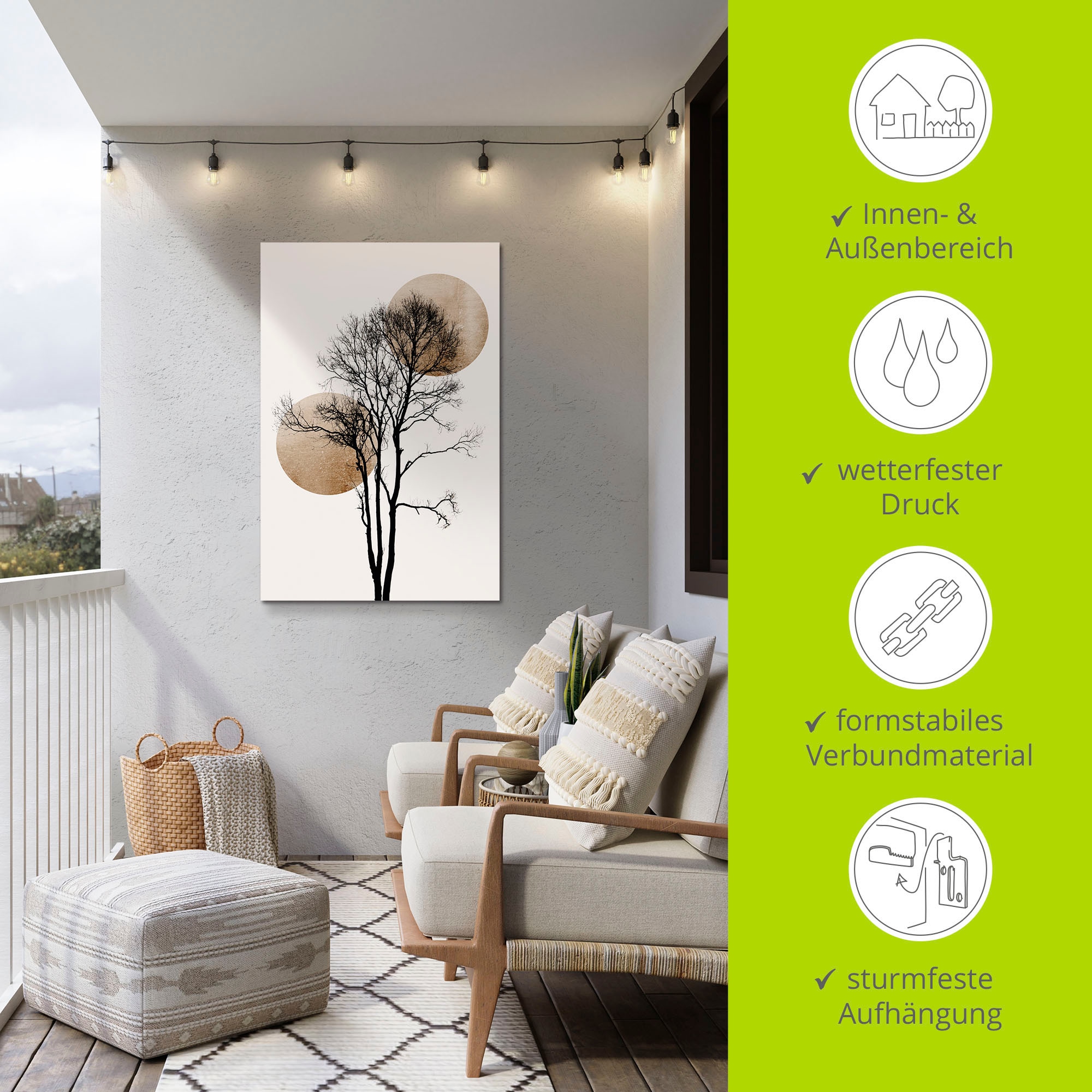 Artland Wandbild »Sonne und Mond versteckt« Baumbilder 1 Stk. tlg. als Alubild, Leinwandbild, Poster in verschied. Grössen