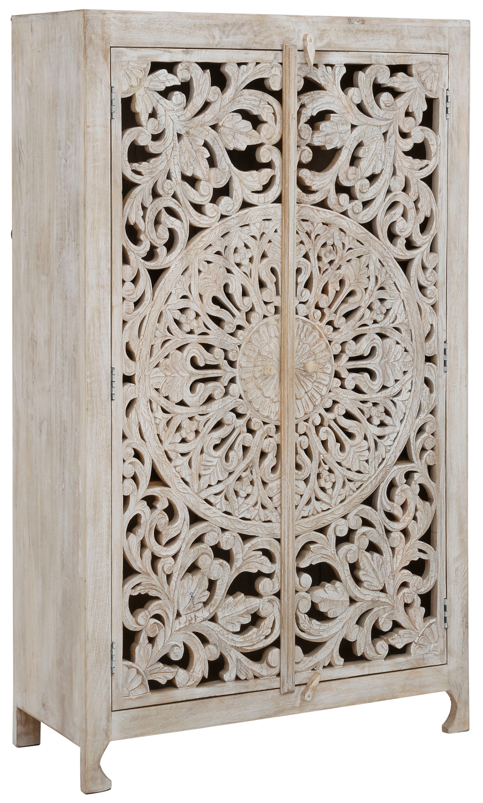 Image of Home affaire Drehtürenschrank »Kenmare«, Stauraumschrank,aus massiven, pflegeleichten Mangoholz, mit dekorativen Schnitzereien, Breite 100 cm bei Ackermann Versand Schweiz